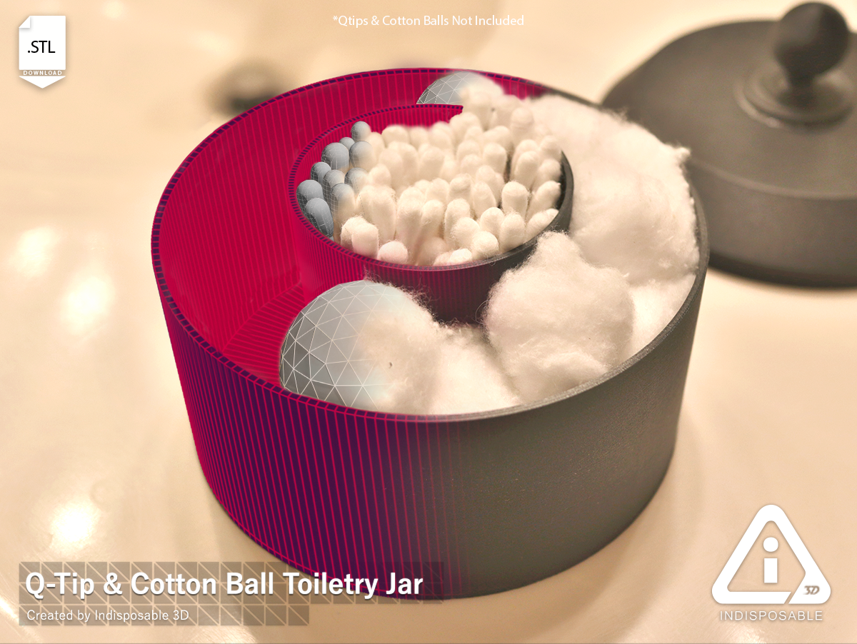 Q-Tip & Cotton Ball Dual Toiletry Jar (NEW FIXED)