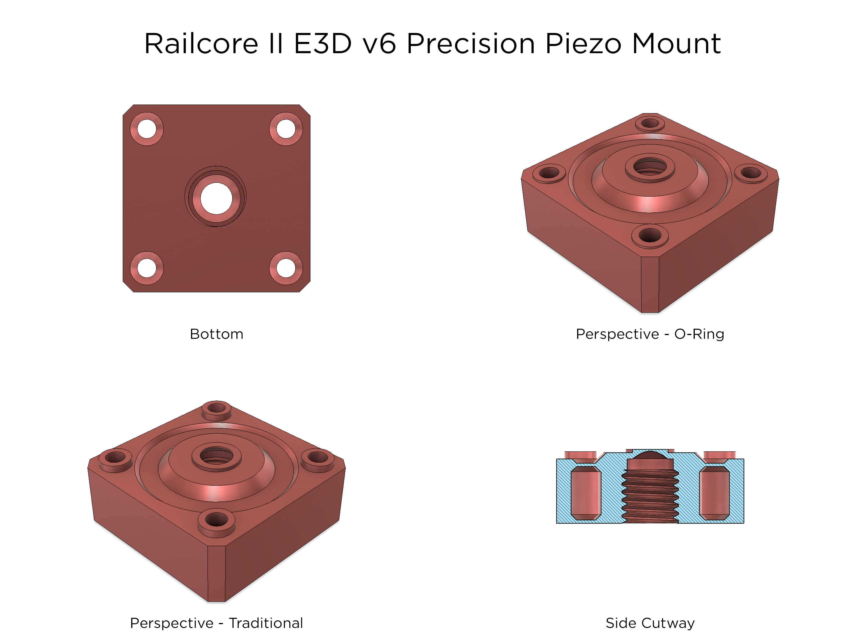 Railcore II E3D v6 Threaded Heatsink Precision Piezo Mount