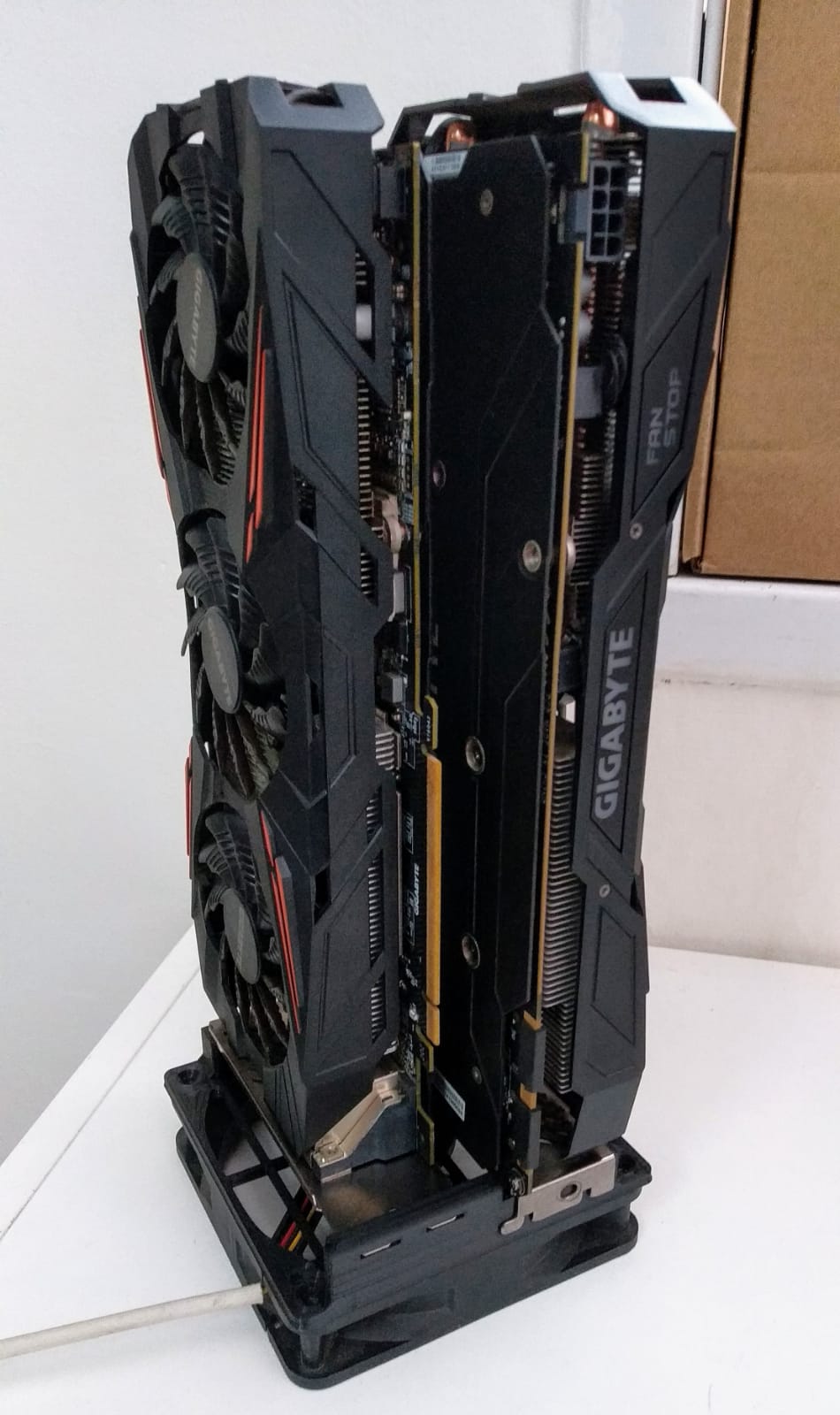Dual GPU mount adapter on-top of 120mm Fan[Mining]