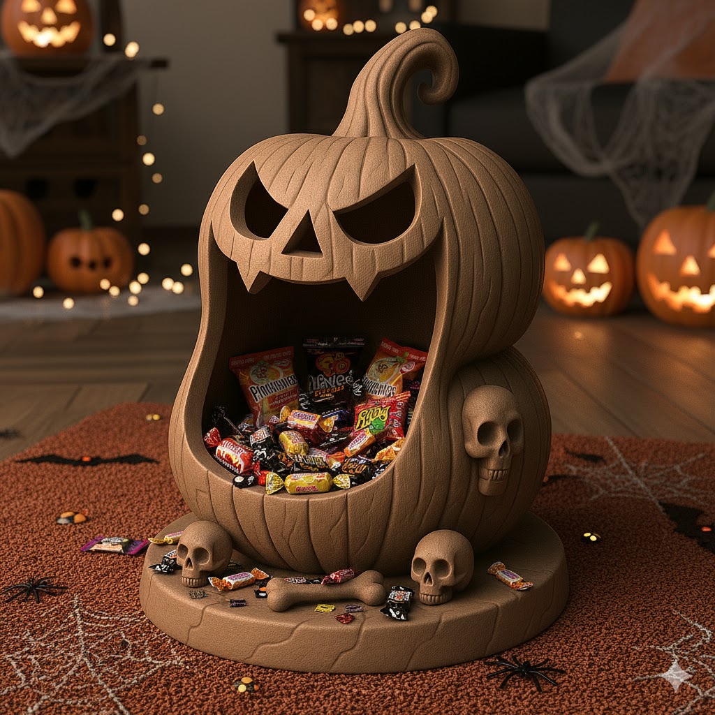 Pumpkin Treat Keeper – Halloween Candy Bowl 3D Print Model