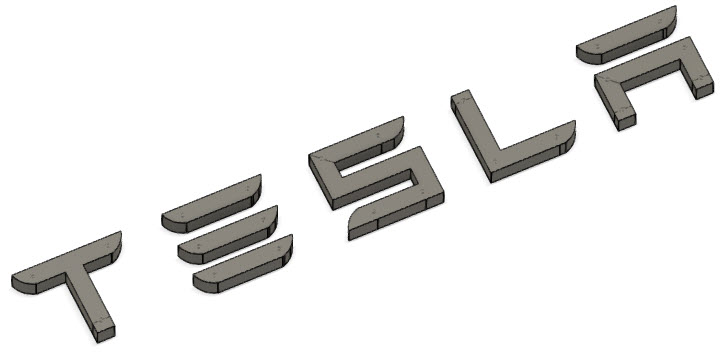 Raised Tesla Logo
