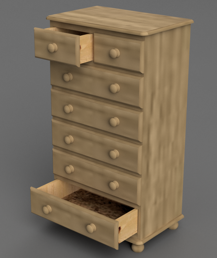 1:12 Dolls House 6 Drawer Split-top Chest of Drawers