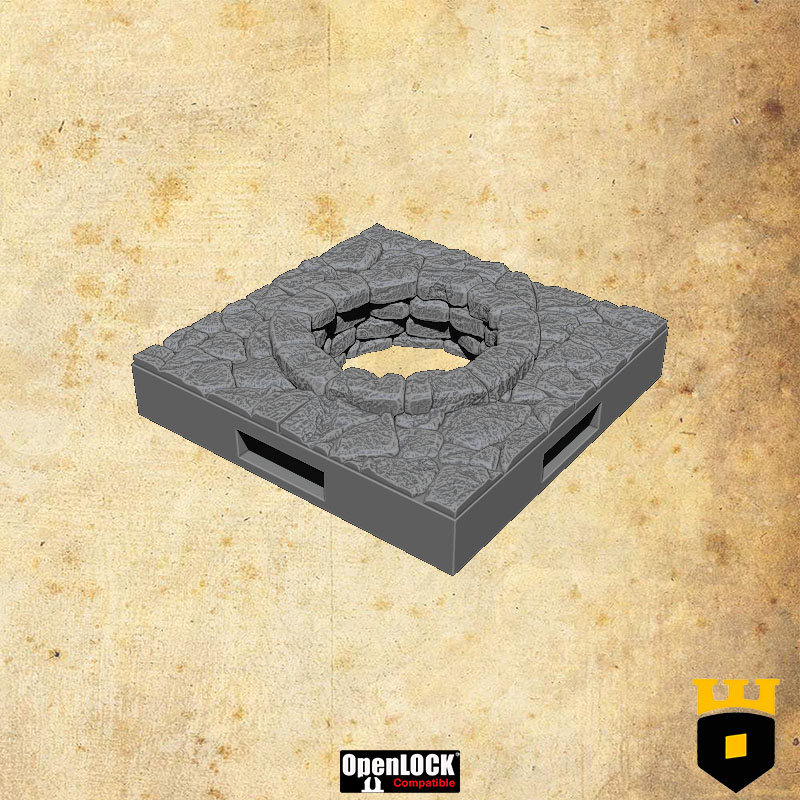 Ancient open manhole floortile by - 3Dlayeredscenery