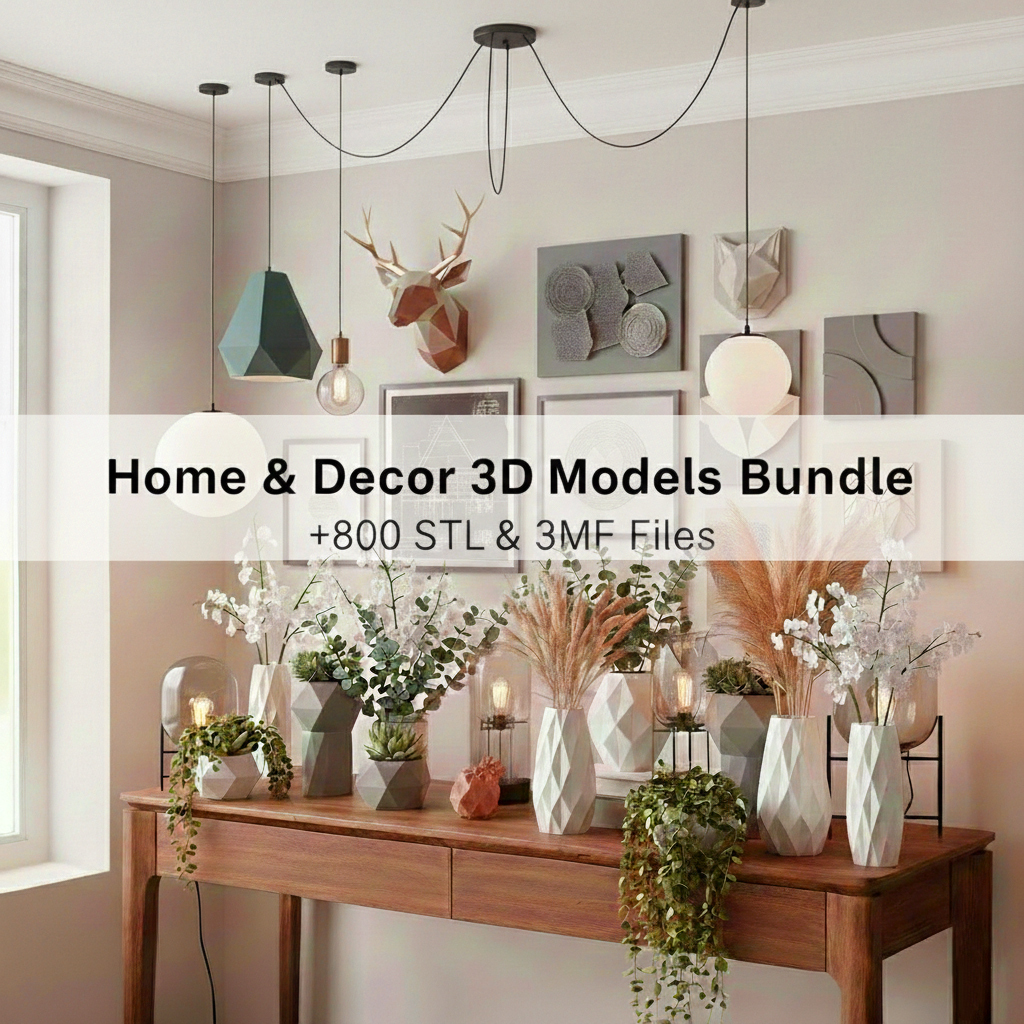 800+ Home Decor 3D Print Models | STL & 3MF Bundle | Commercial use allowed