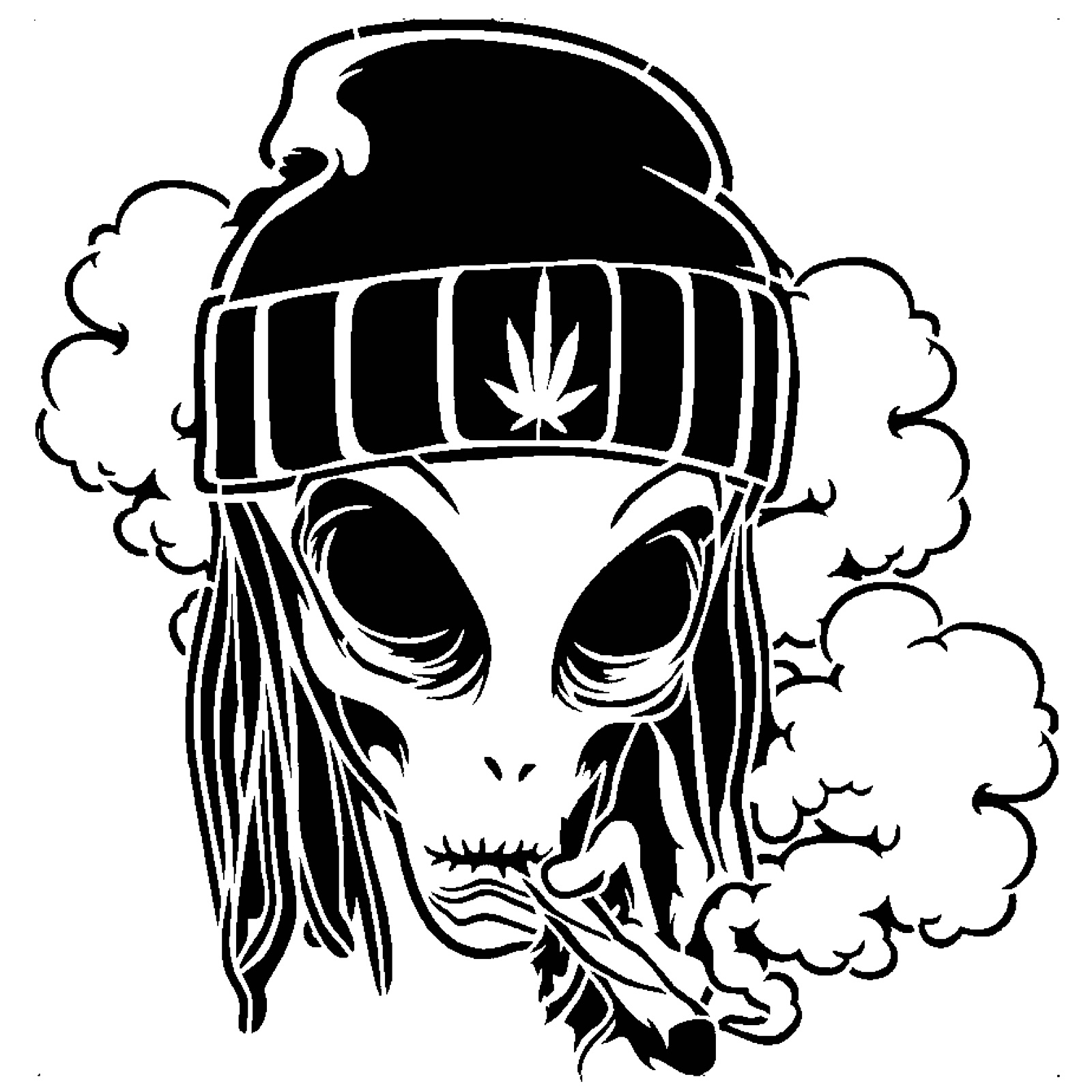Hipster Alien stencil