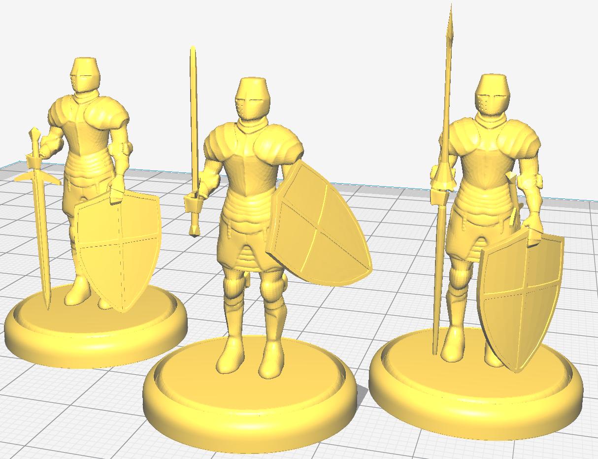 Knights with swords, shields and spears