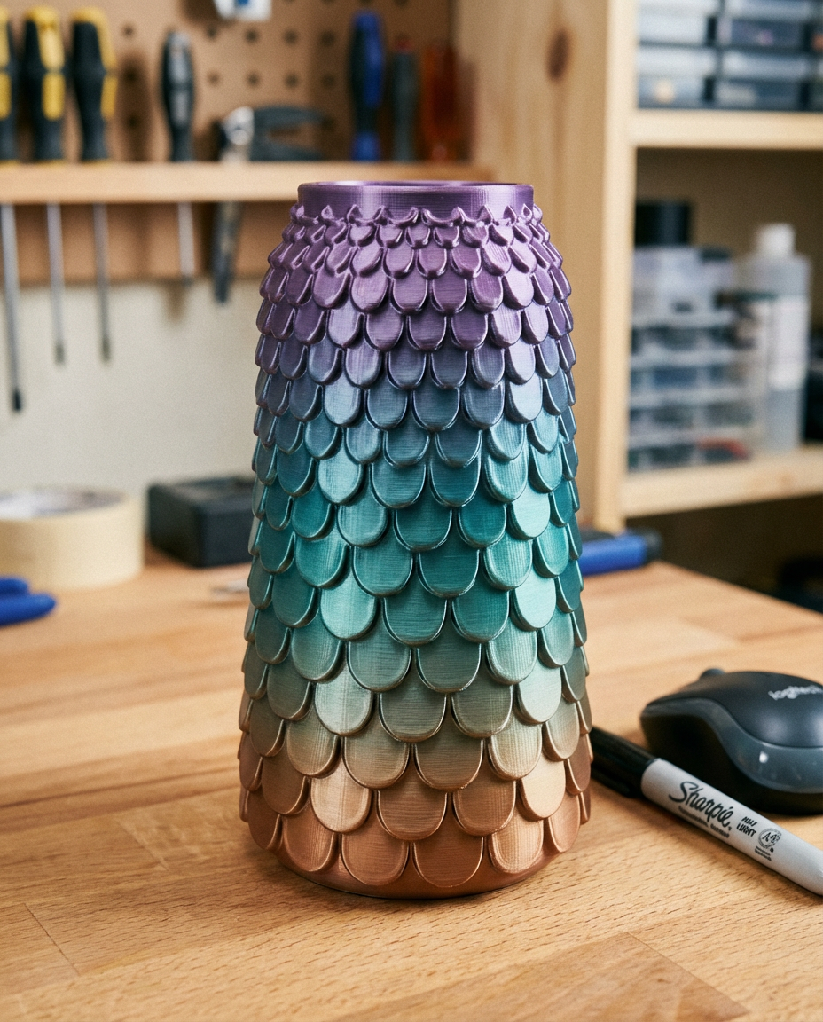 Dragon Scale Vase | Decorative Art Nouveau Planter