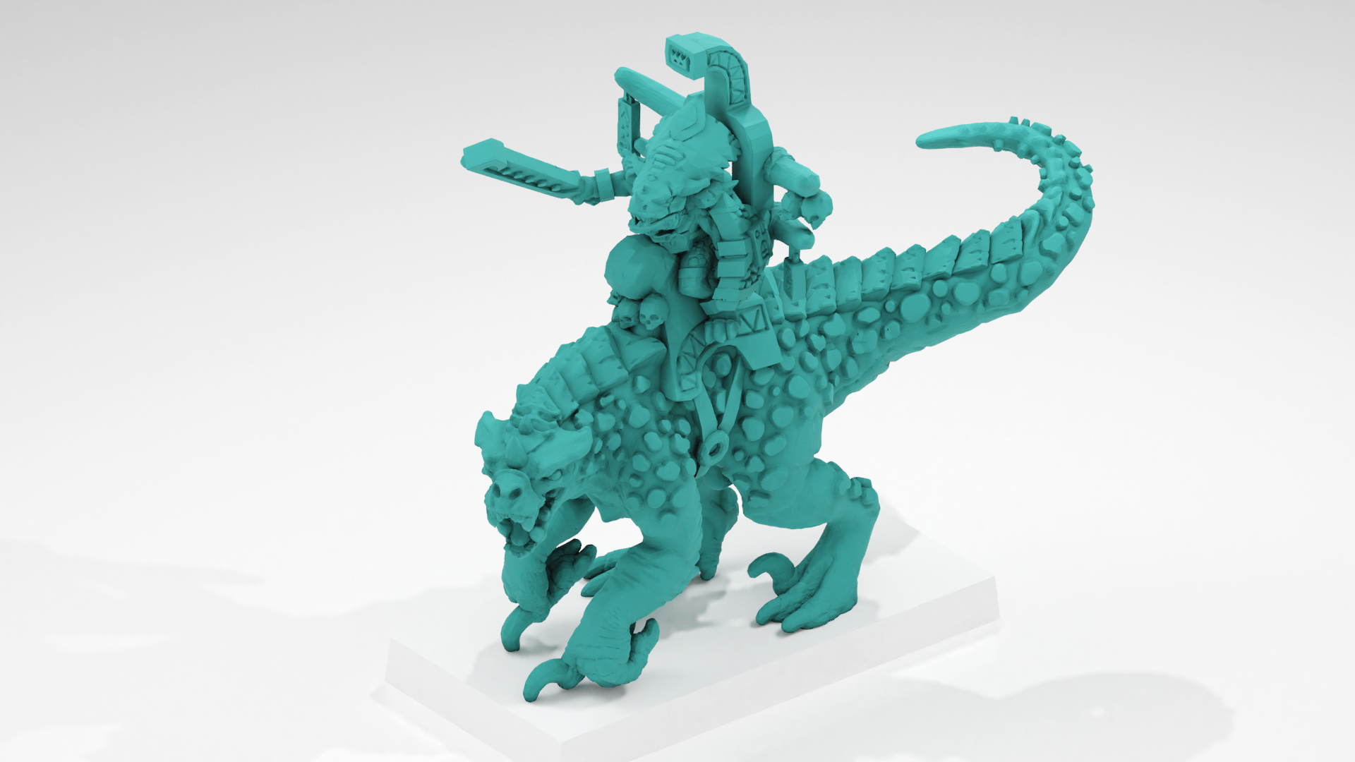 Warmaster Lizardmen Saurus Hero on Carnosaur
