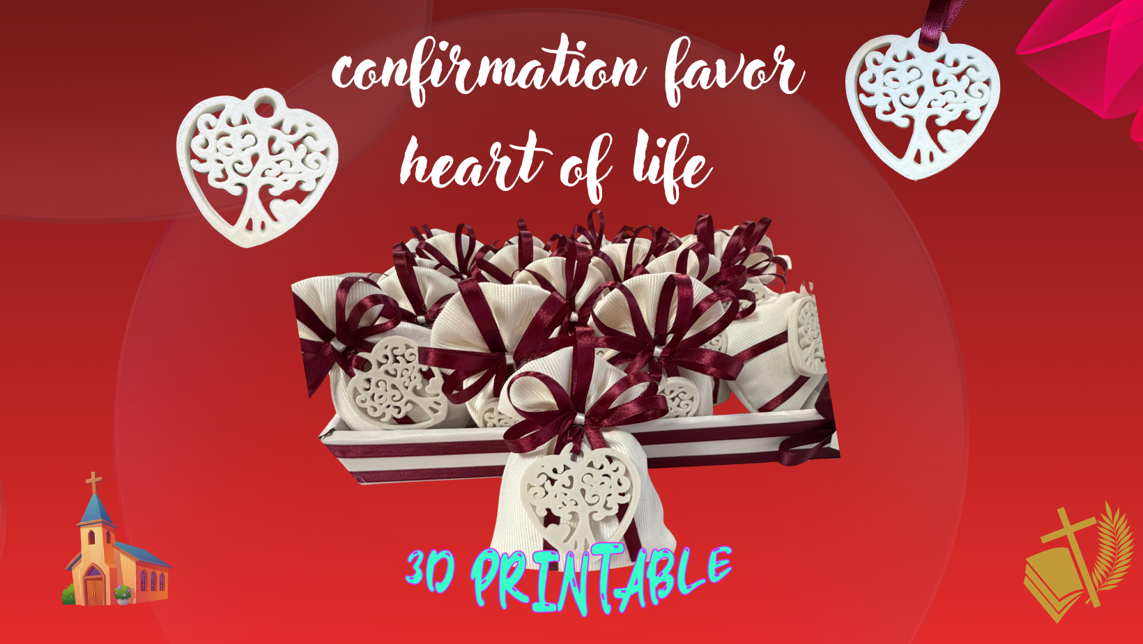 3D Printed Confirmation Favor – Heart Design Gift