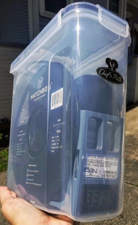 Filament Storage Container Insert - Humidity Sensor, Info Card, Silica Gel Packet Holder