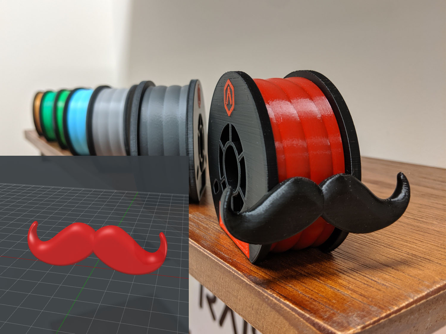'Spoolio' Mustache - Raise3D Spooly Costume