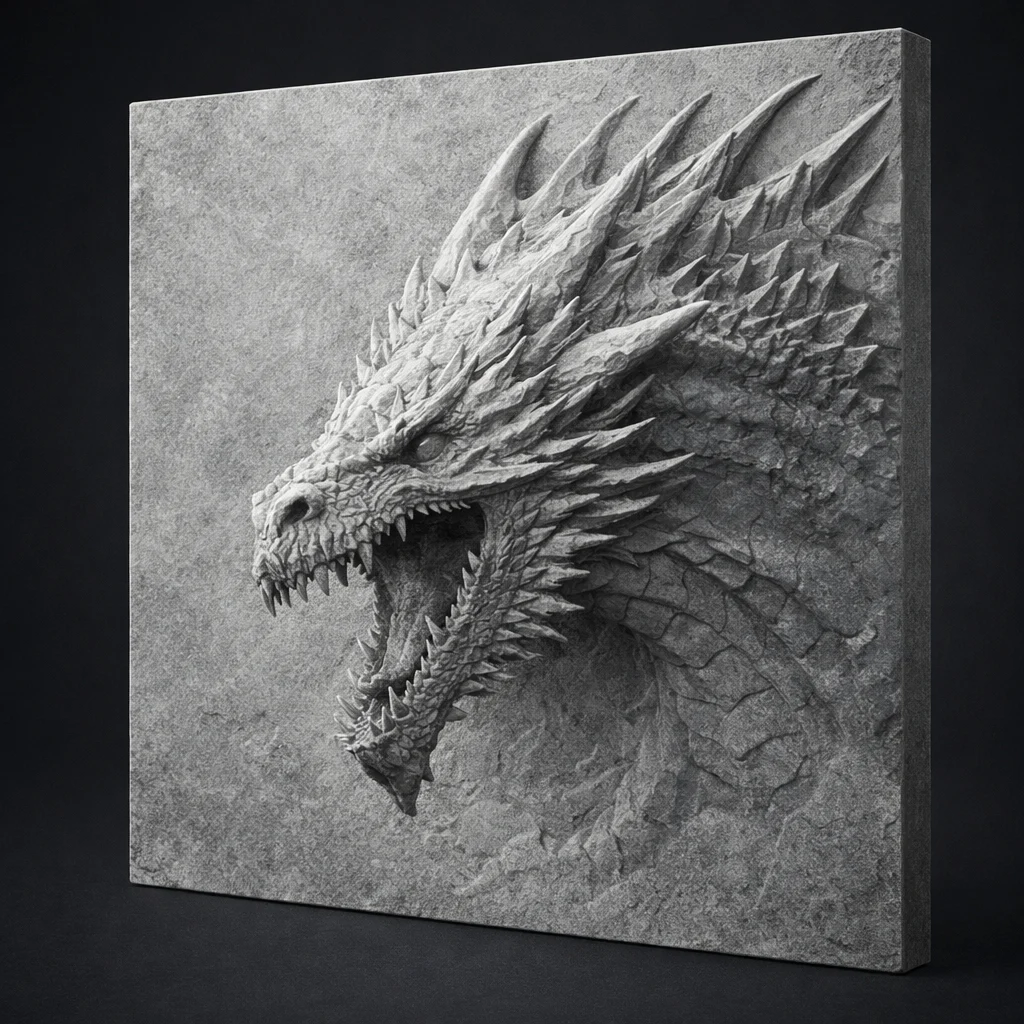 Dragon Wall Plaque (Tile) 3 – High Relief Dragon Stone Wall Art