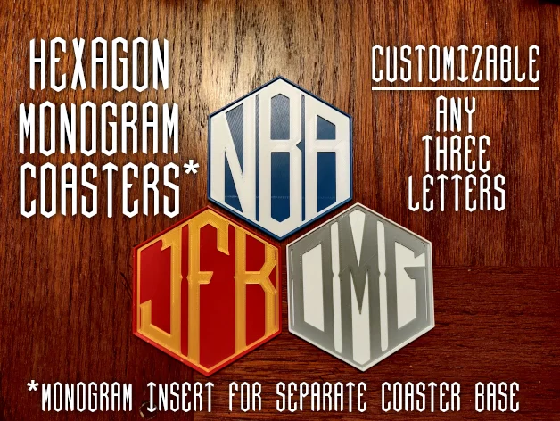 Customizable Hexagon Monogram Coasters