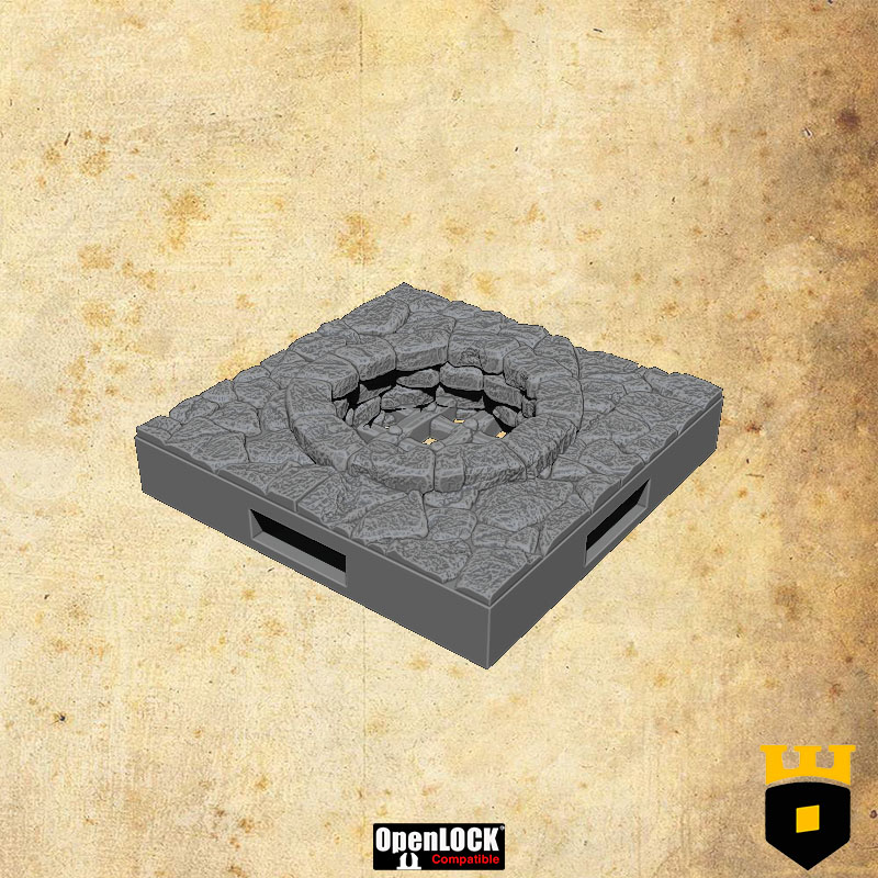 Ancient closed manhole floortile by - 3Dlayeredscenery
