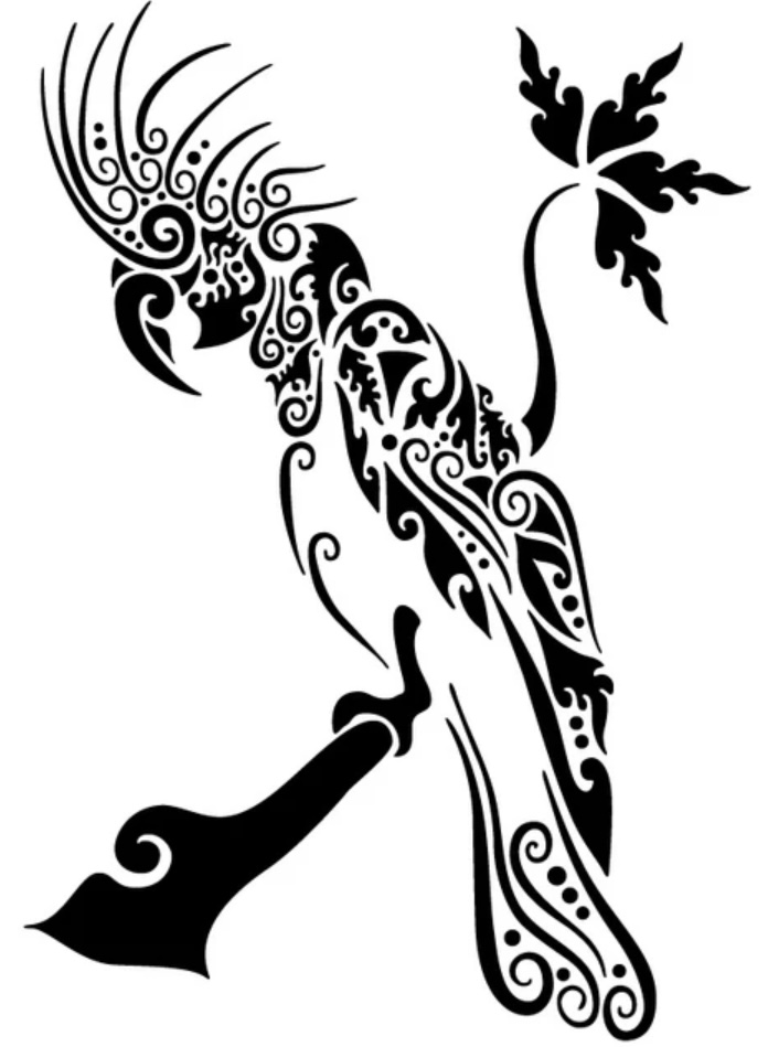 Tribal Parrot stencil
