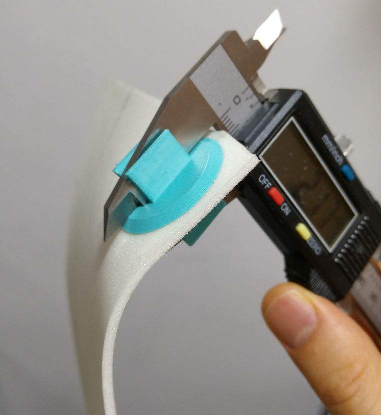 Customizable caliper adapter for soft materials (easier thickness measurement)