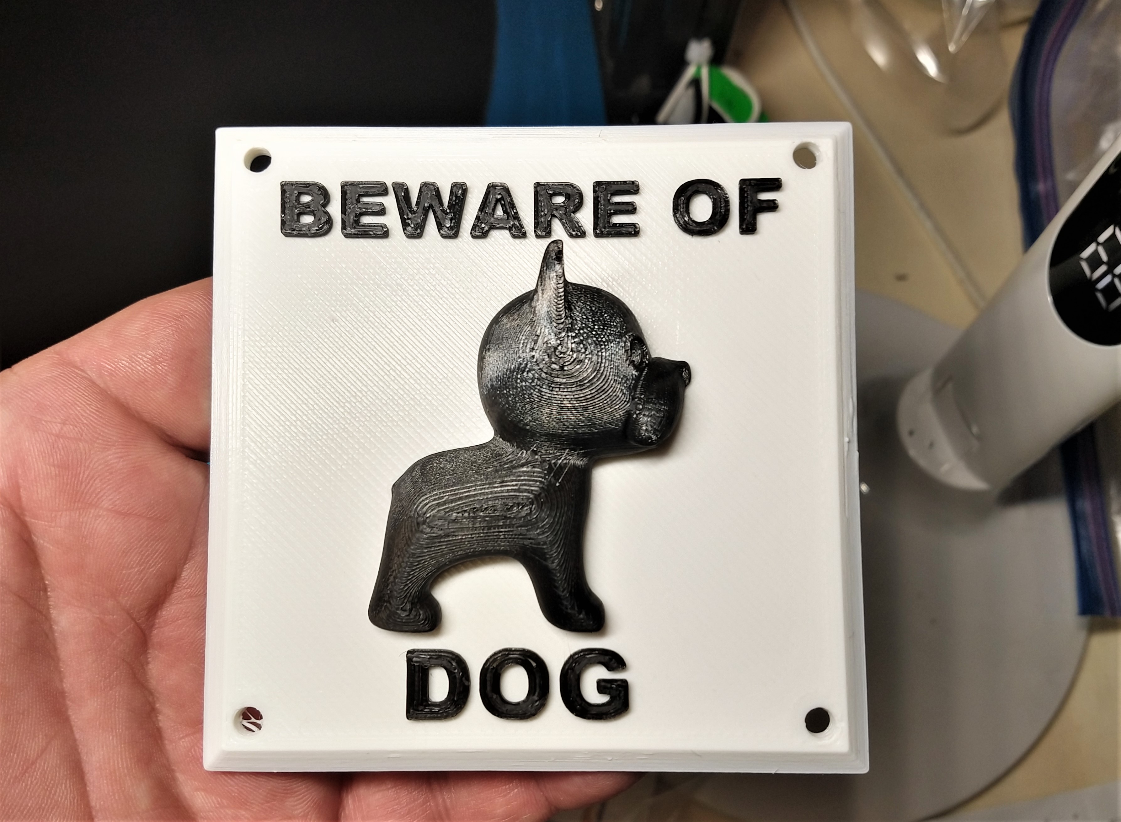 Beware of Dog (Boston Terrier) Sign 3D Image