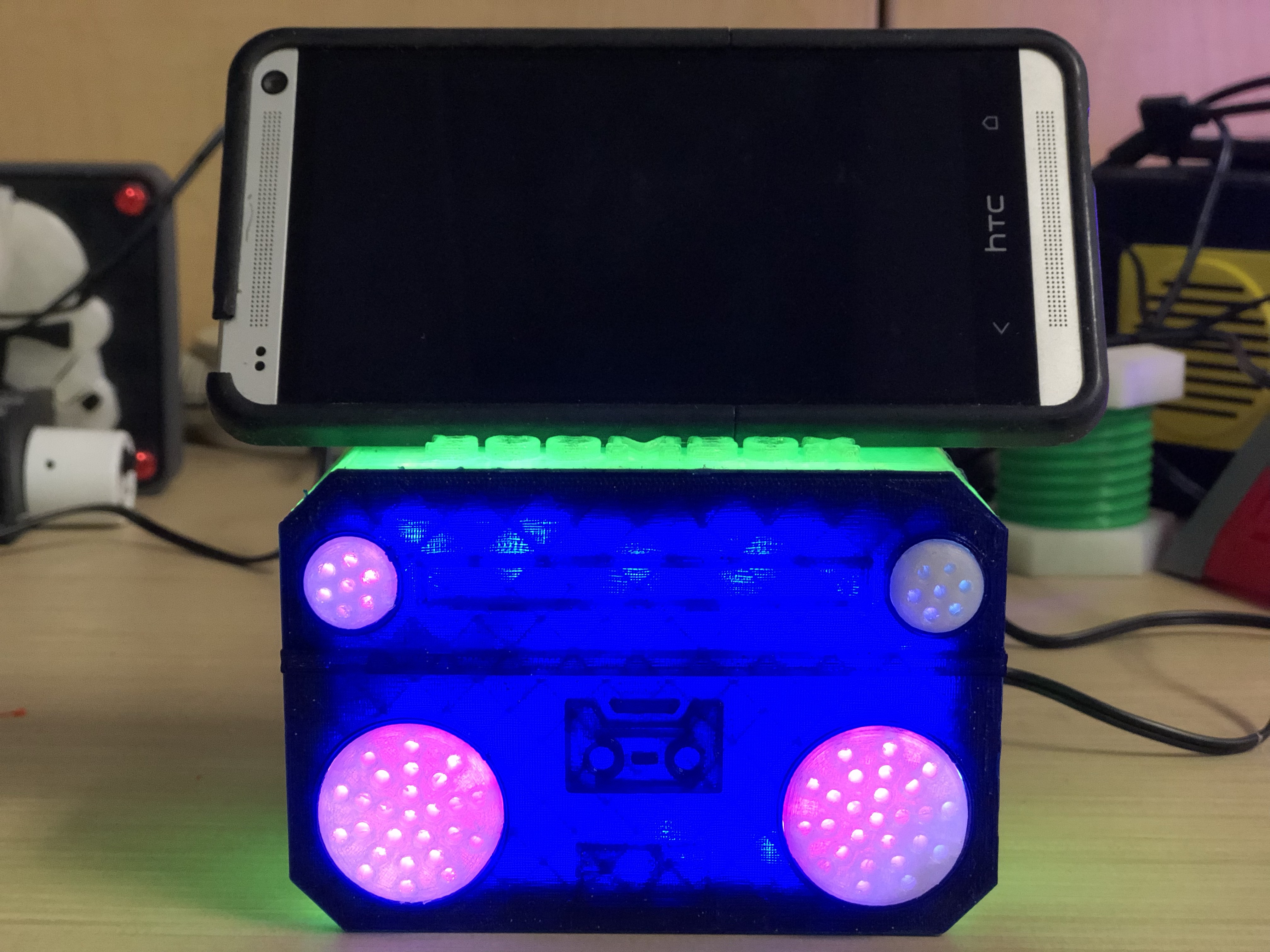 Boombox Cellphone Holder with LED RGB lights
