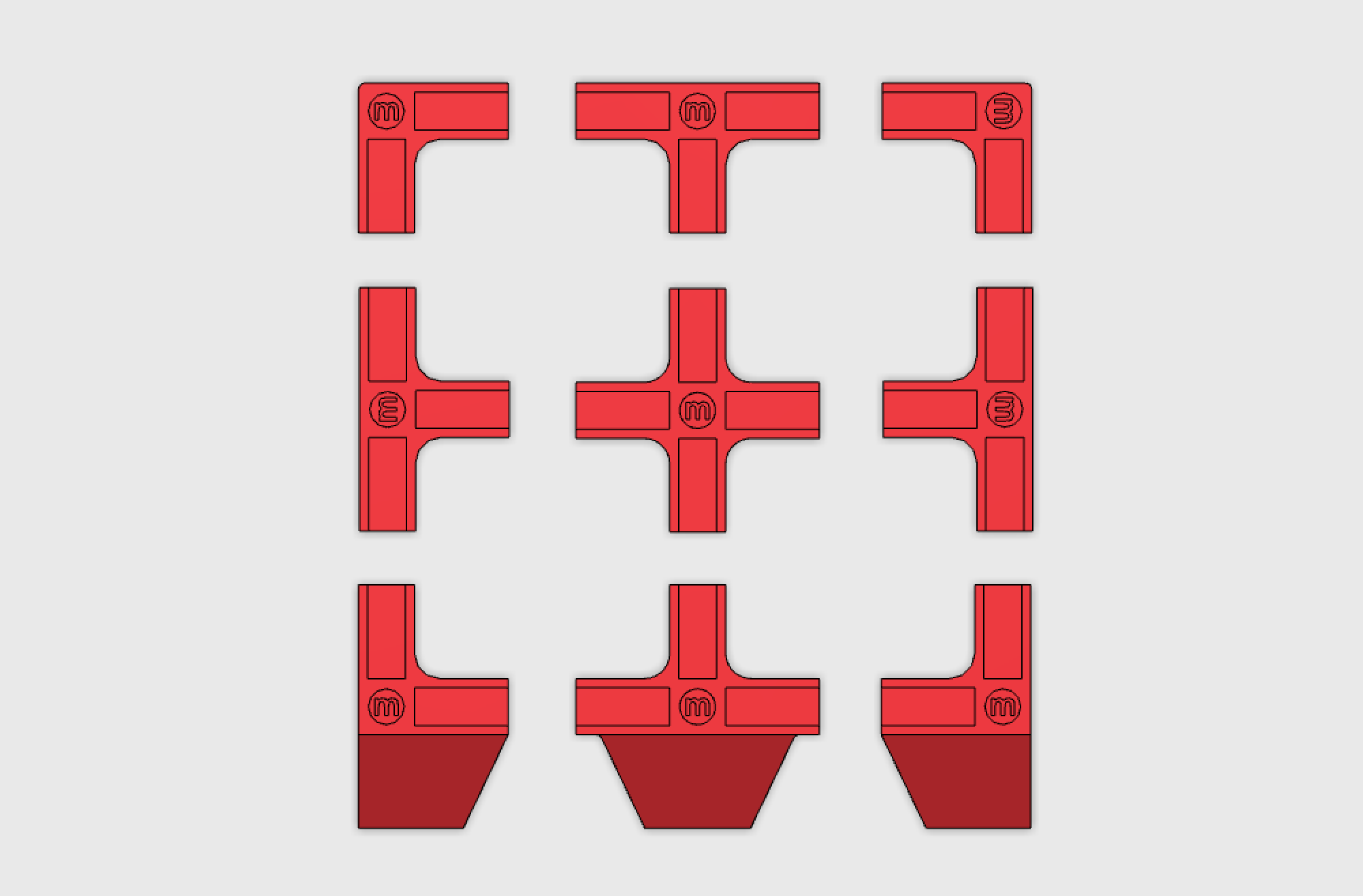 Set of moidules for 1/2 inch board. Option with screw holes!