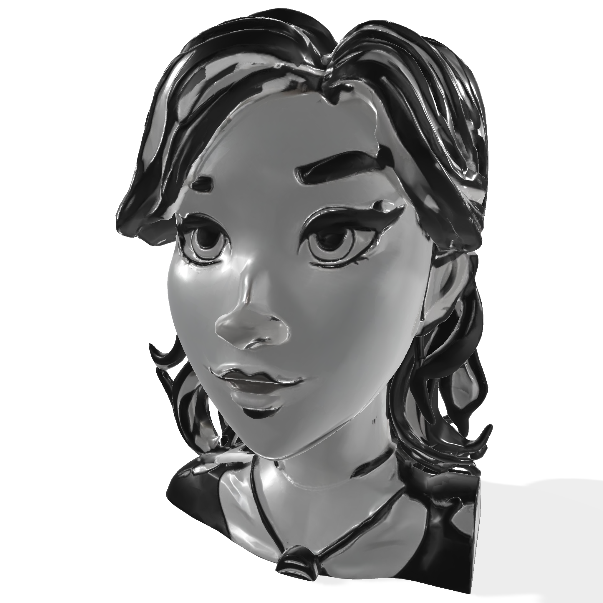 Stylized Female Bust - Metallic Sculpture