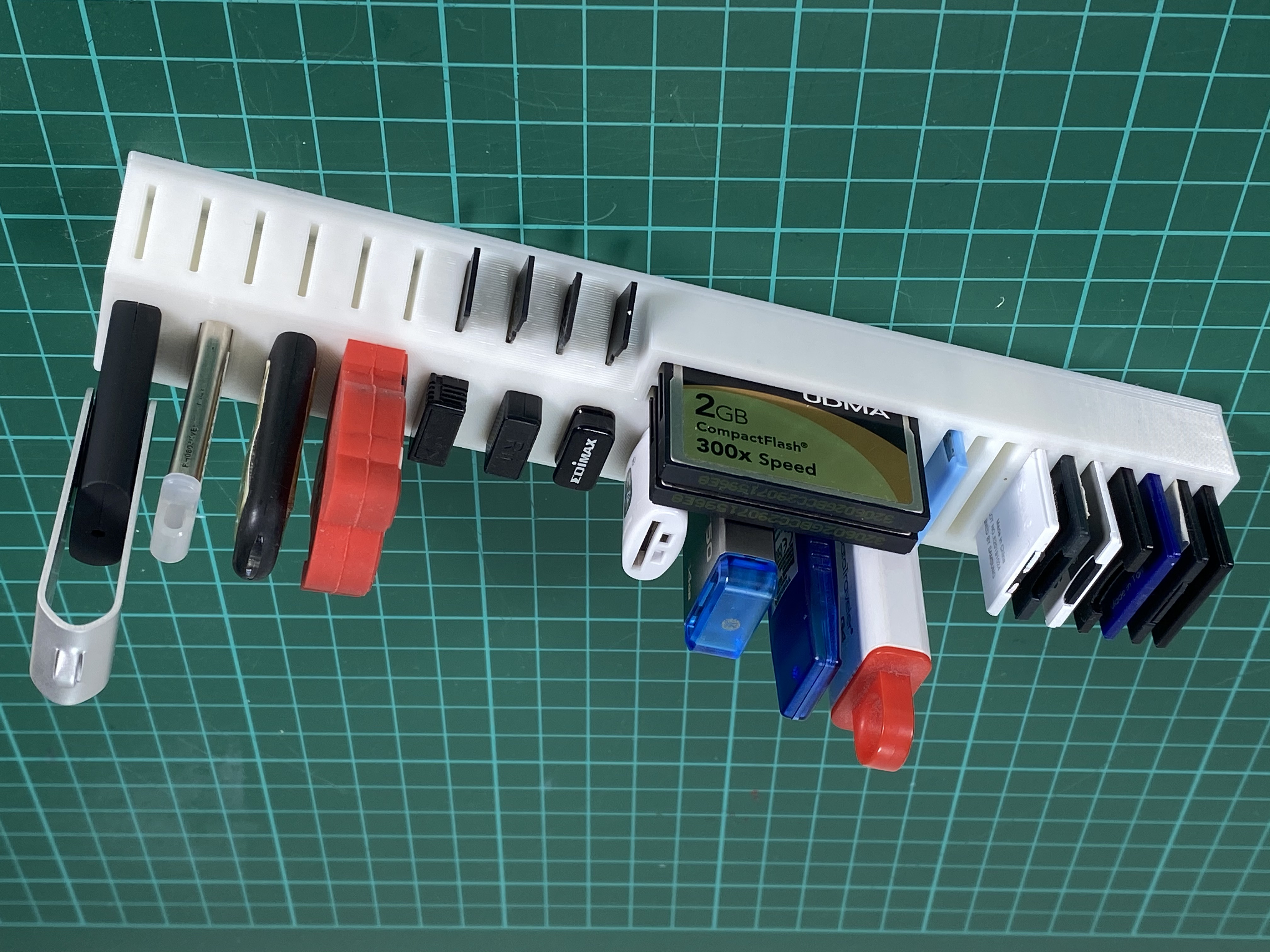 USB and memory card holder