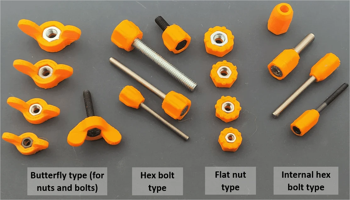 Handles for M3 to M6 bolts and screws
