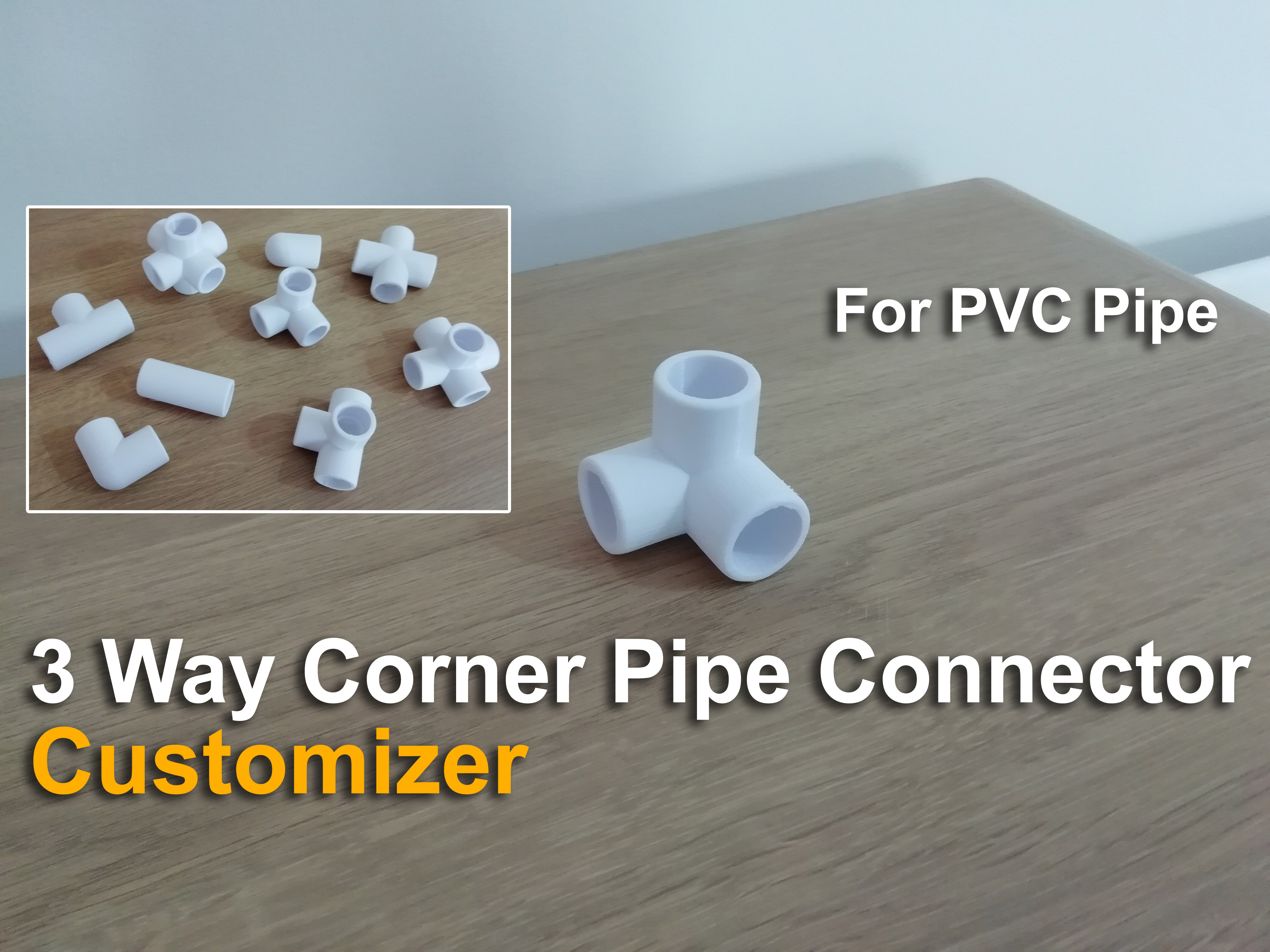 3 Way Corner Pipe Connector - Customizer