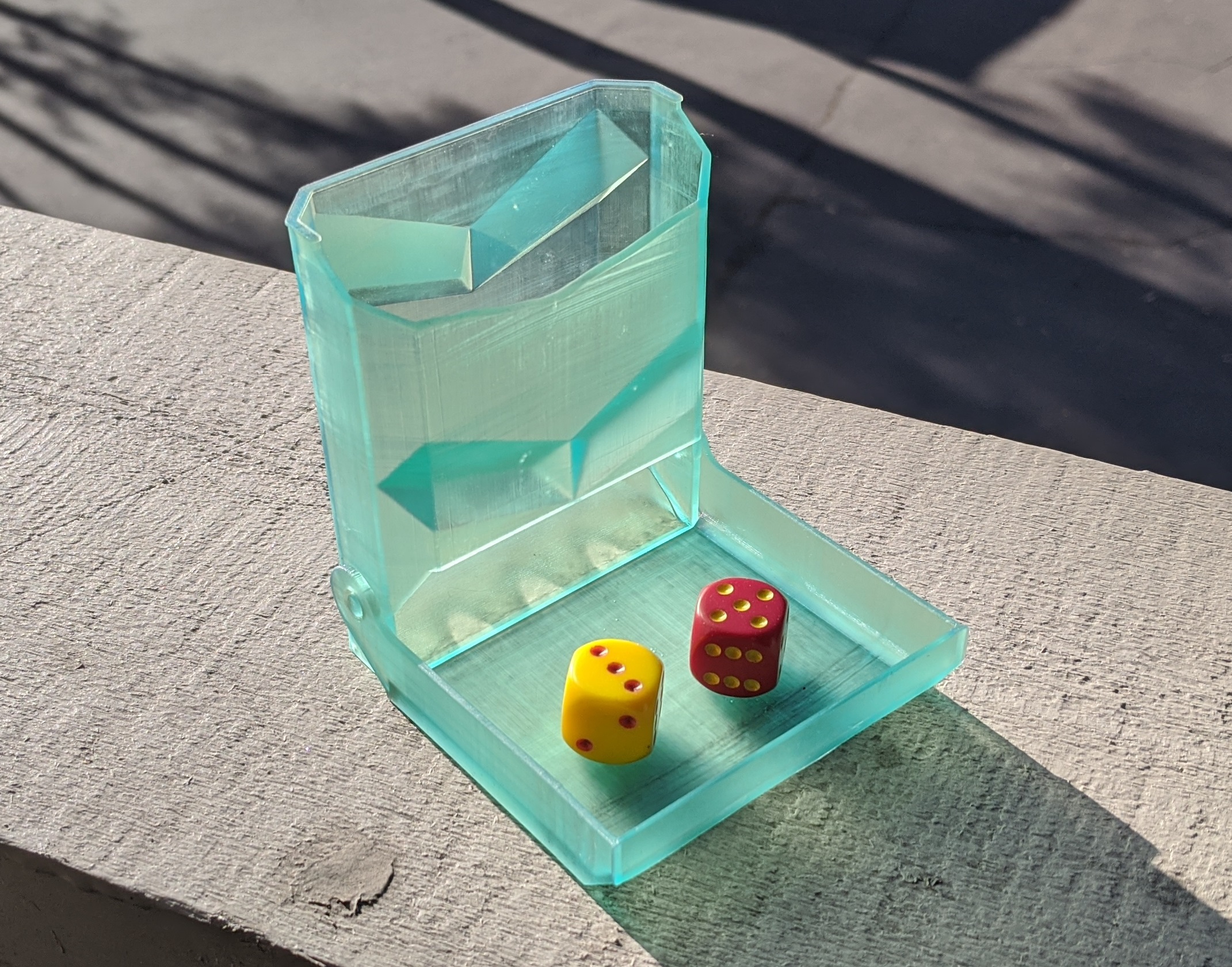 Single print hinged dice tower for resin printer