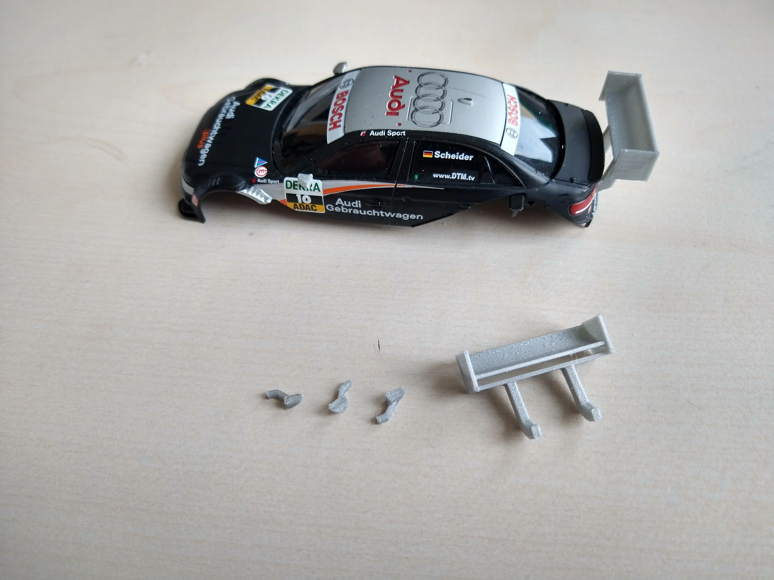 Rear wing and Mirrors Carrera Go!!! 2008 DTM Audi A4