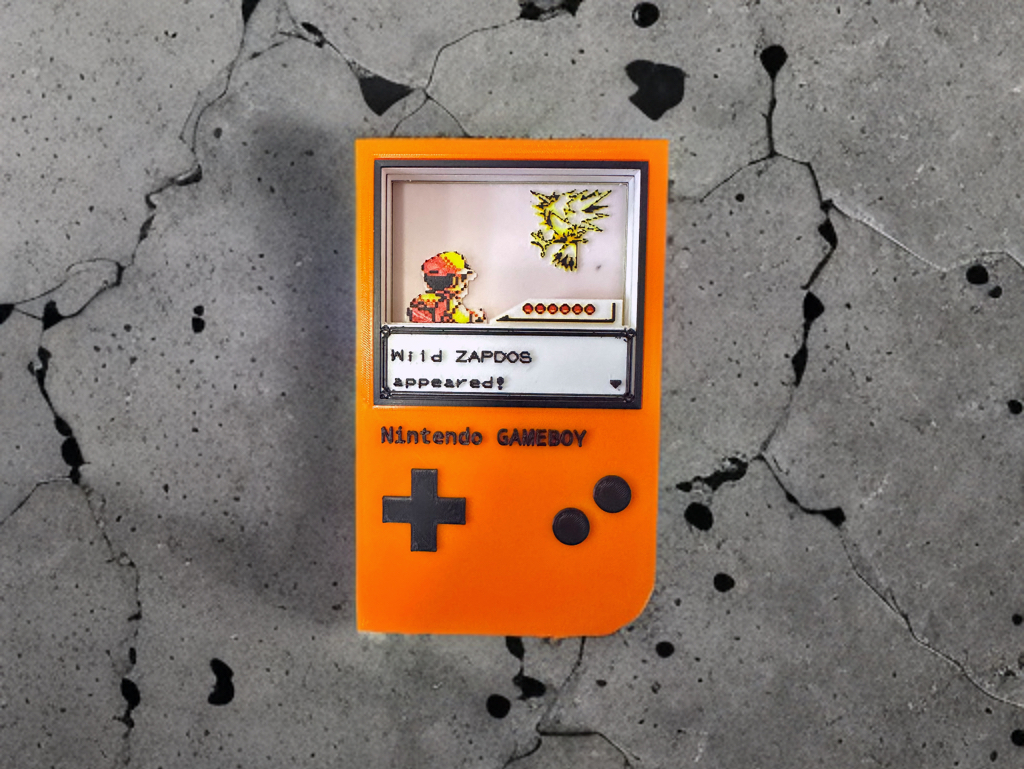 Pokemon Zapdos Encounter Scene from Pokemon Yellow (Gameboy frame)
