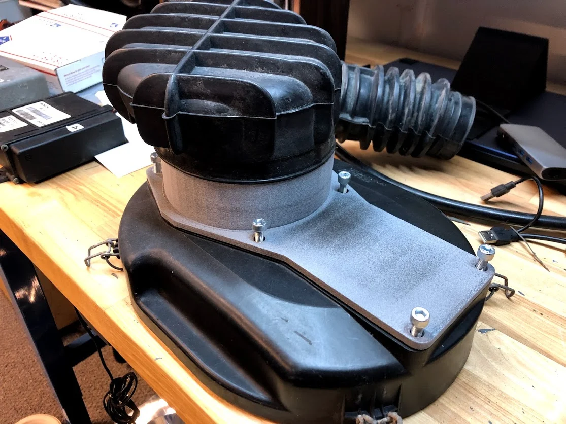 Adapter to use a Volvo 240 Kjet airbox in stock location for an LH fuel injection +T project