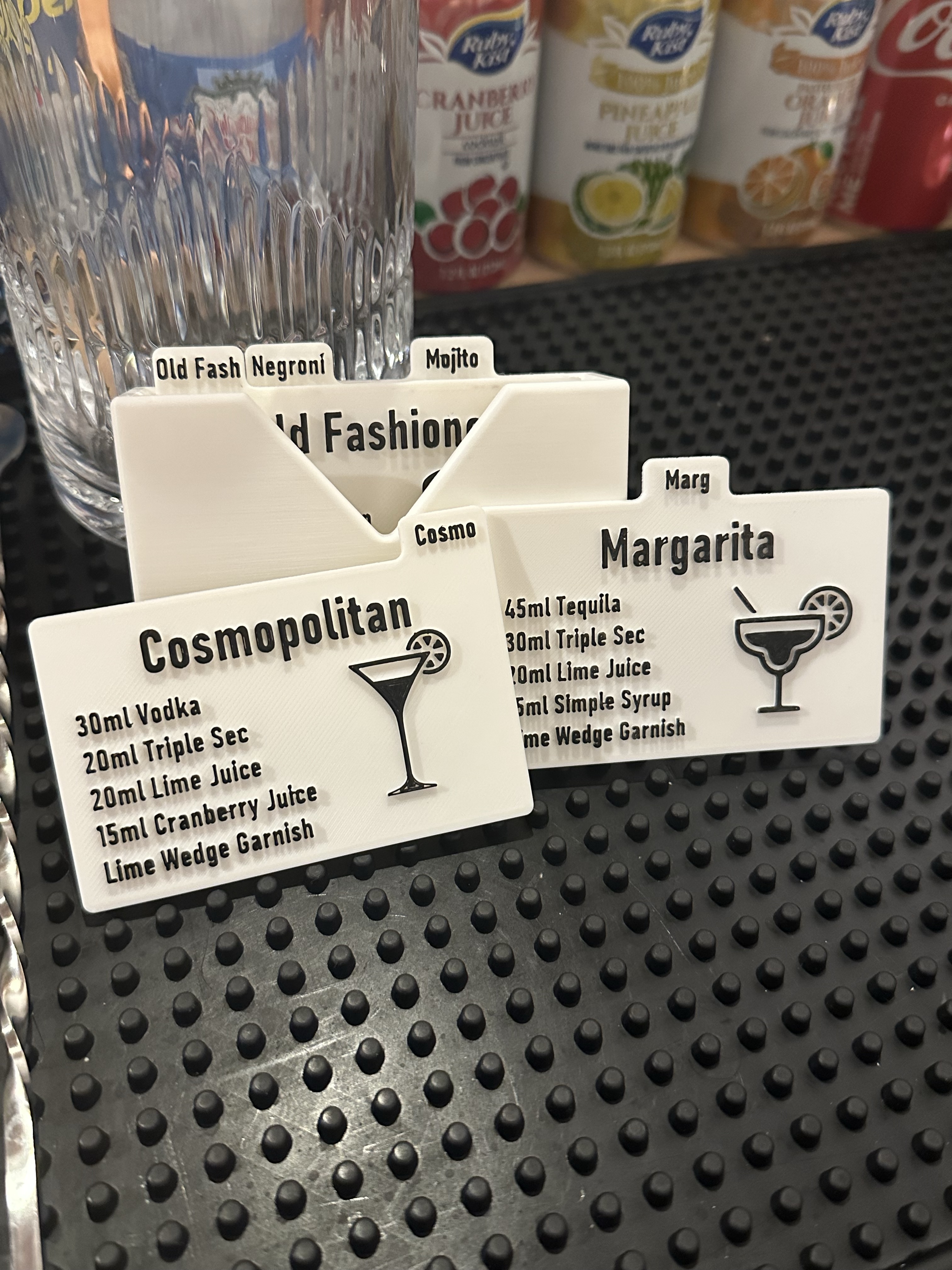 Cocktail Recipe Quick Reference Cards + Holder