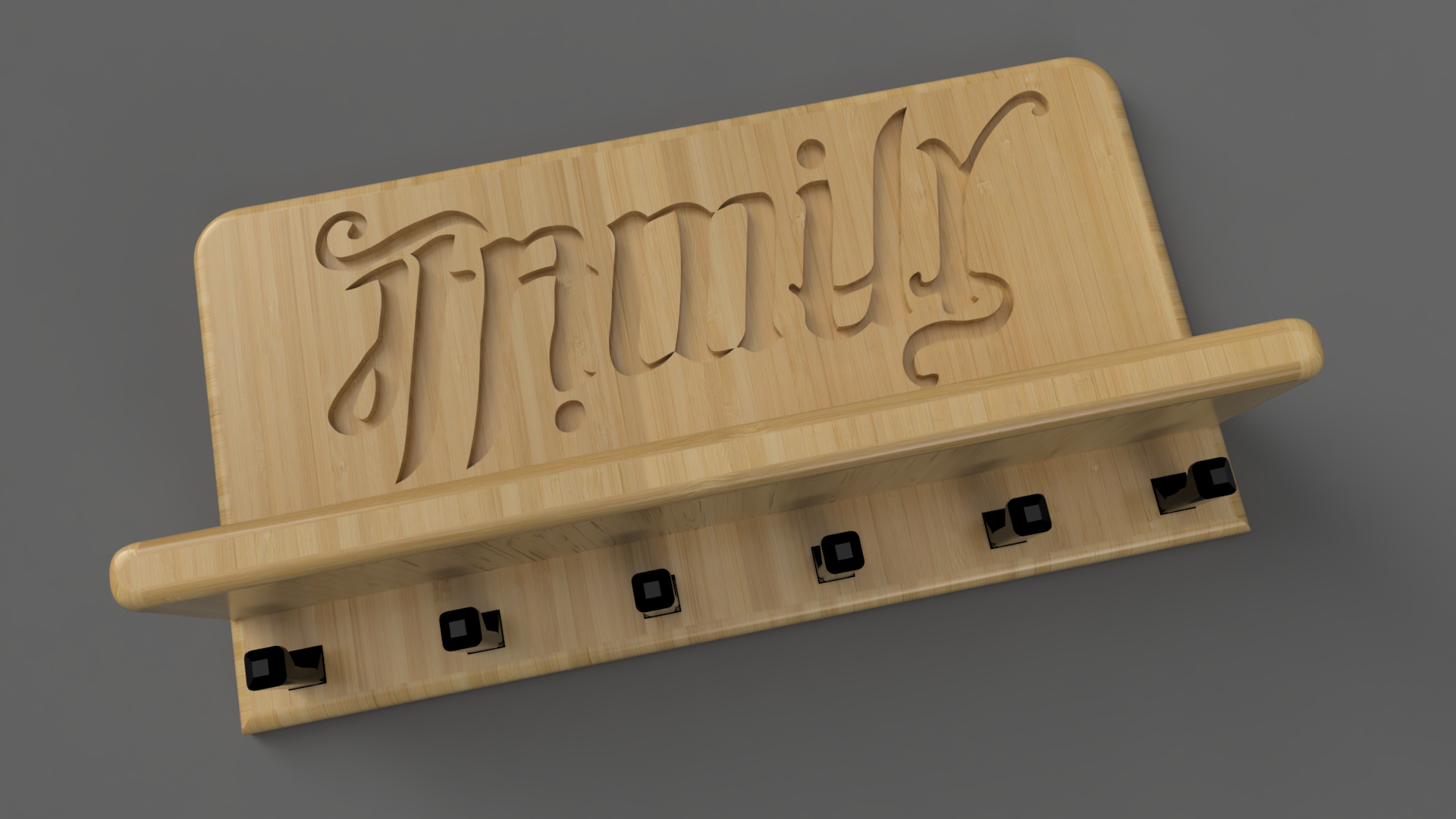 Family/Famille Ambigram Wall Key Holder