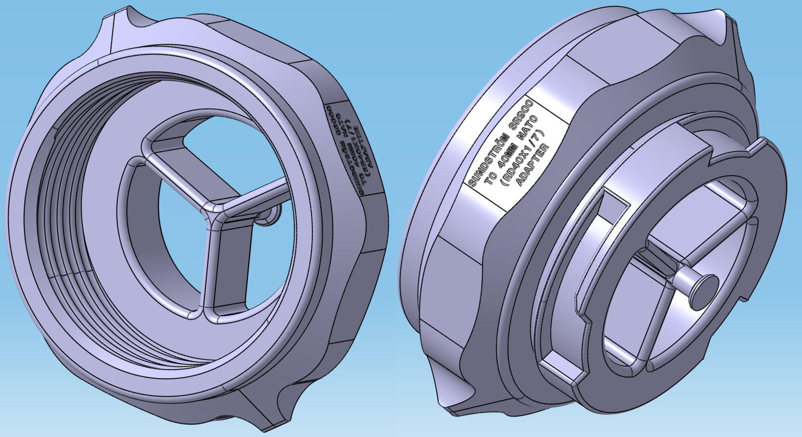 Sundstrom SR900 Respirator to 40MM NATO (RD40x1/7) Adapter