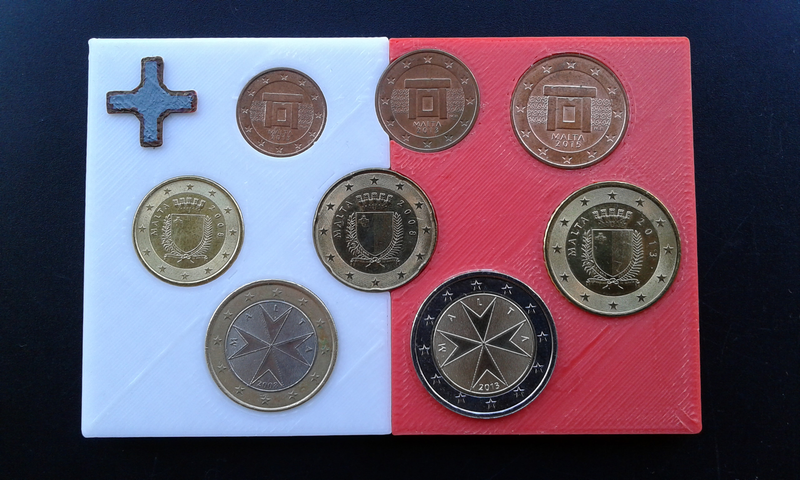 Malta coins - display board