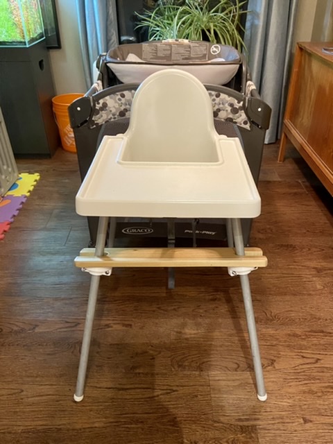 IKEA Antilop Highchair DIY footrest clamp.