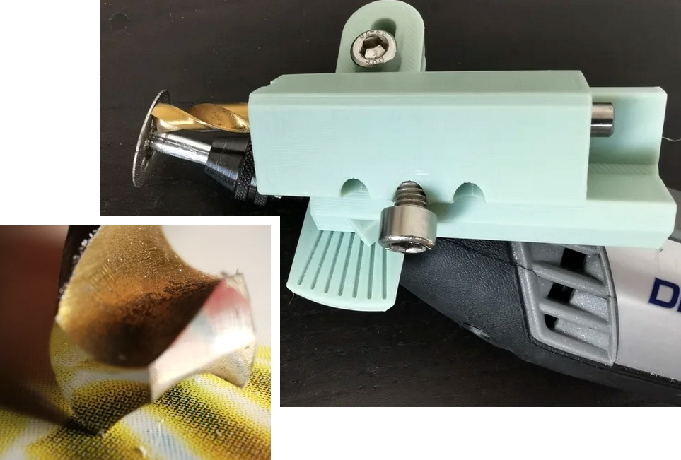 Drill bit sharpener for Dremel (supportless)