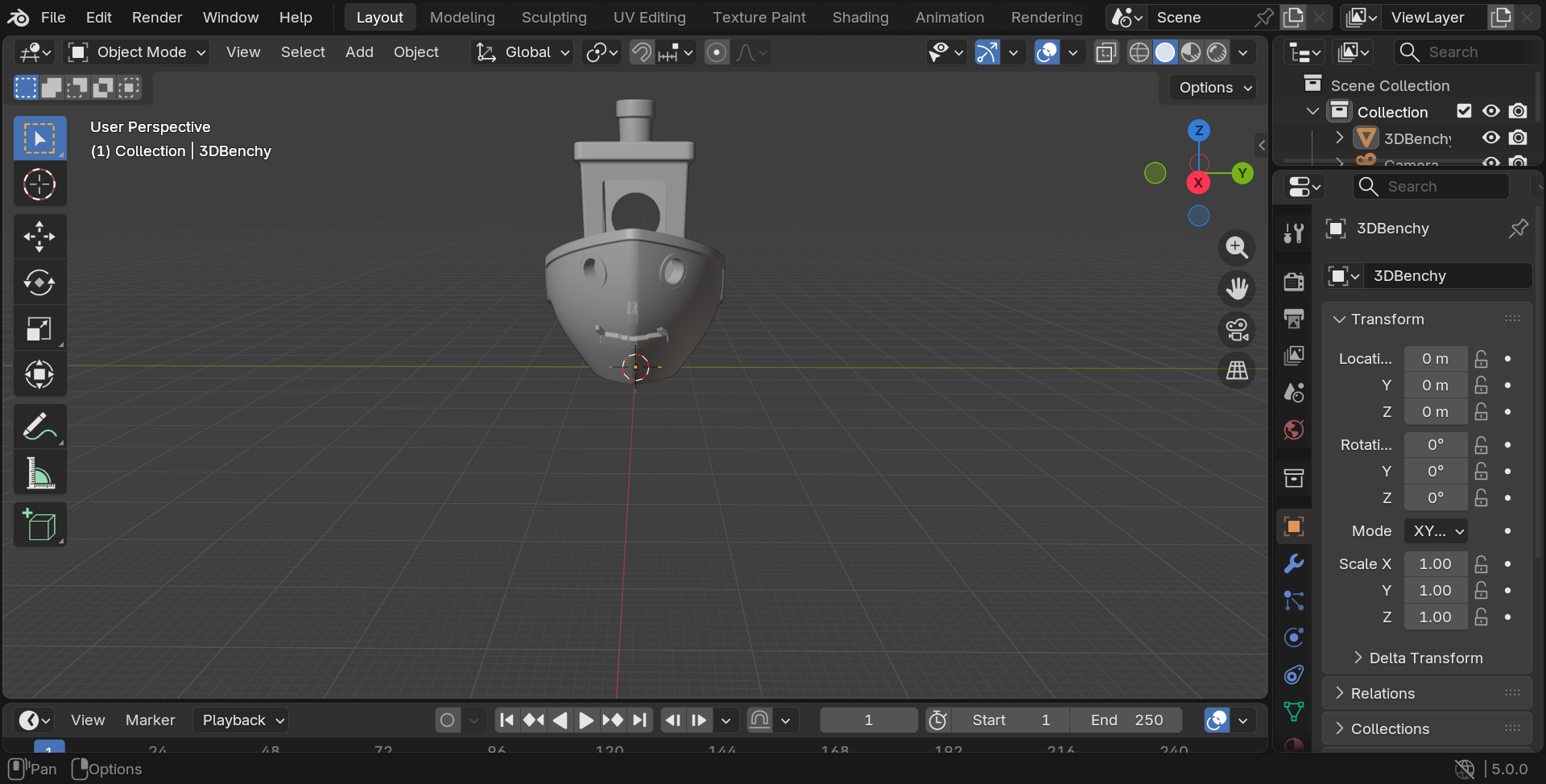 cool face on 3dbenchy