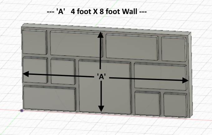 N Scale - Basic 4' X 8' Stone wall sections to be used in larger walls.