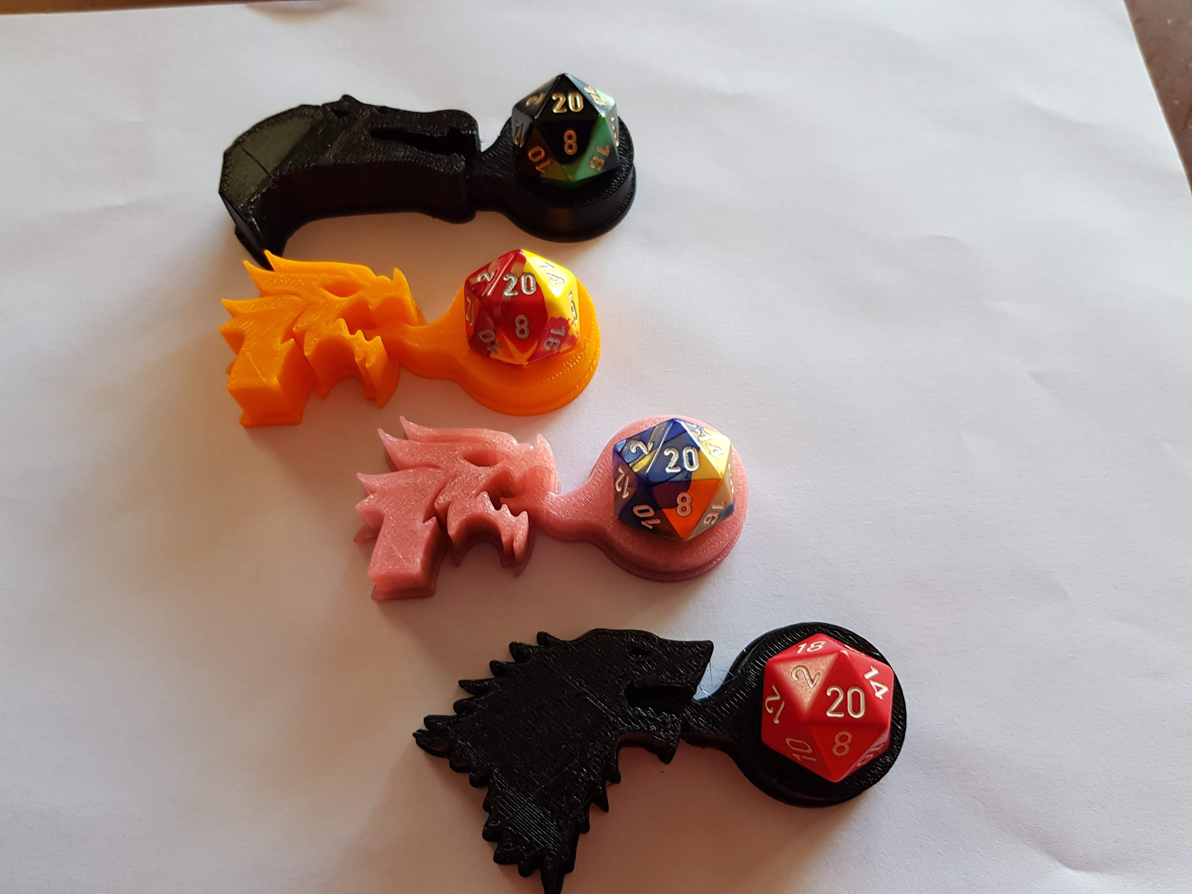 More d20 dice holders (spinosaurus & direwolf)