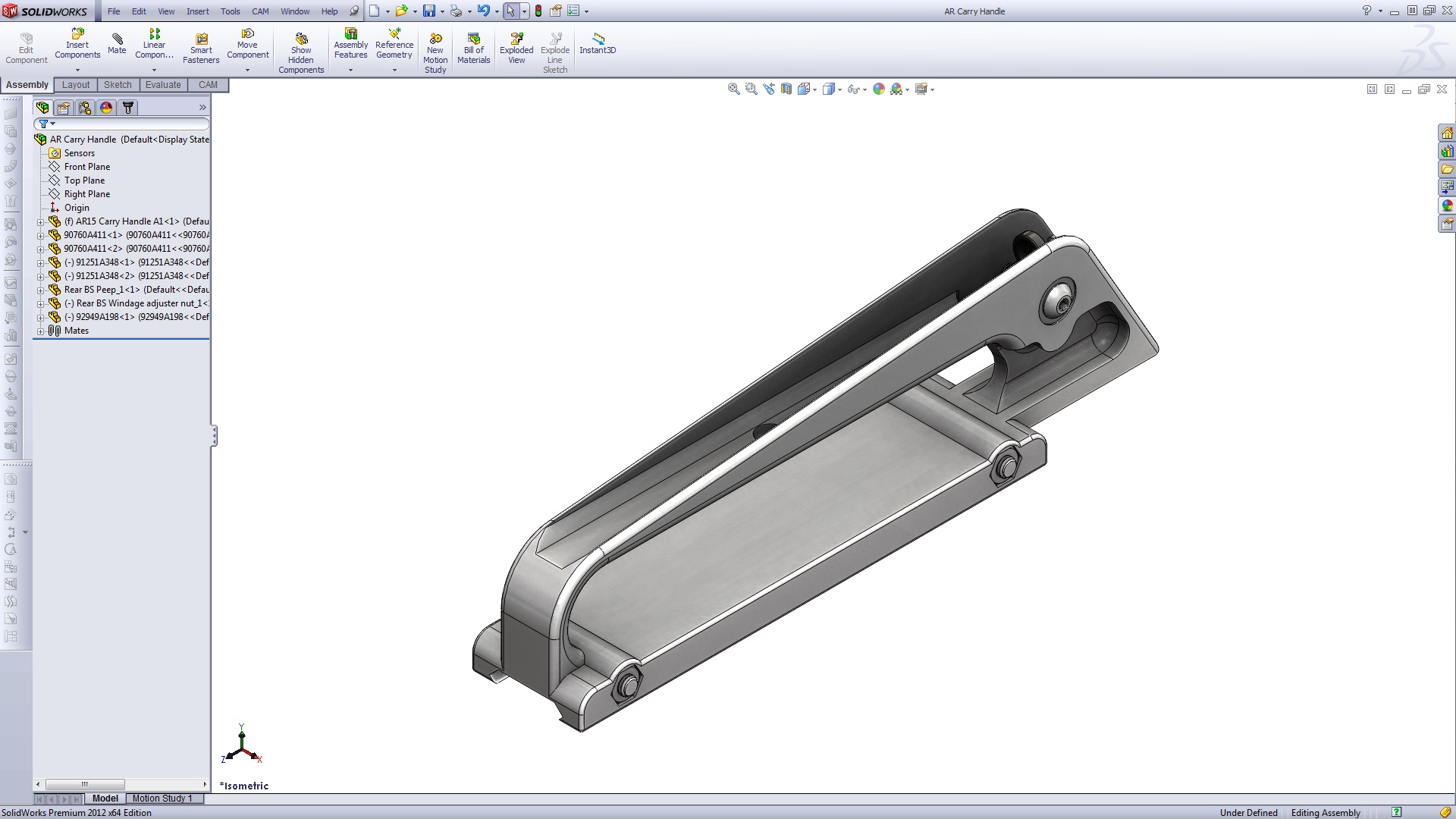 AR Carry Handle for Tacticoozie with functioning rear peep sight