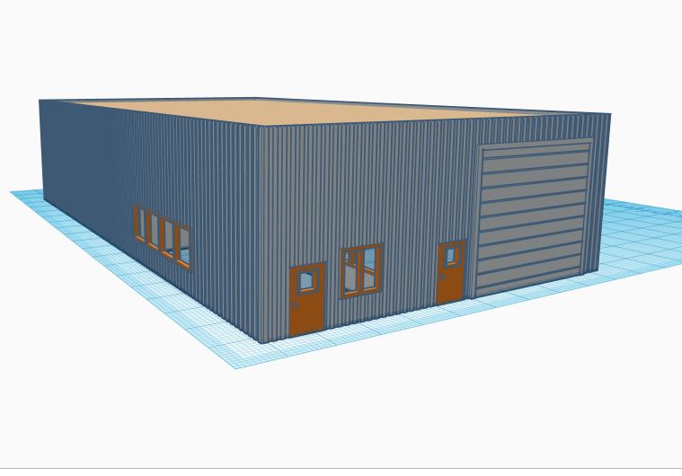 N Scale Small Warehouse Flat Roof (1:160)