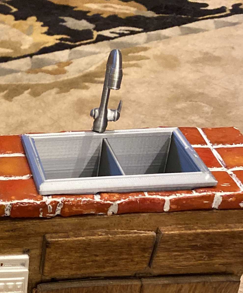 Barbie sink overmount curved top w/faucet