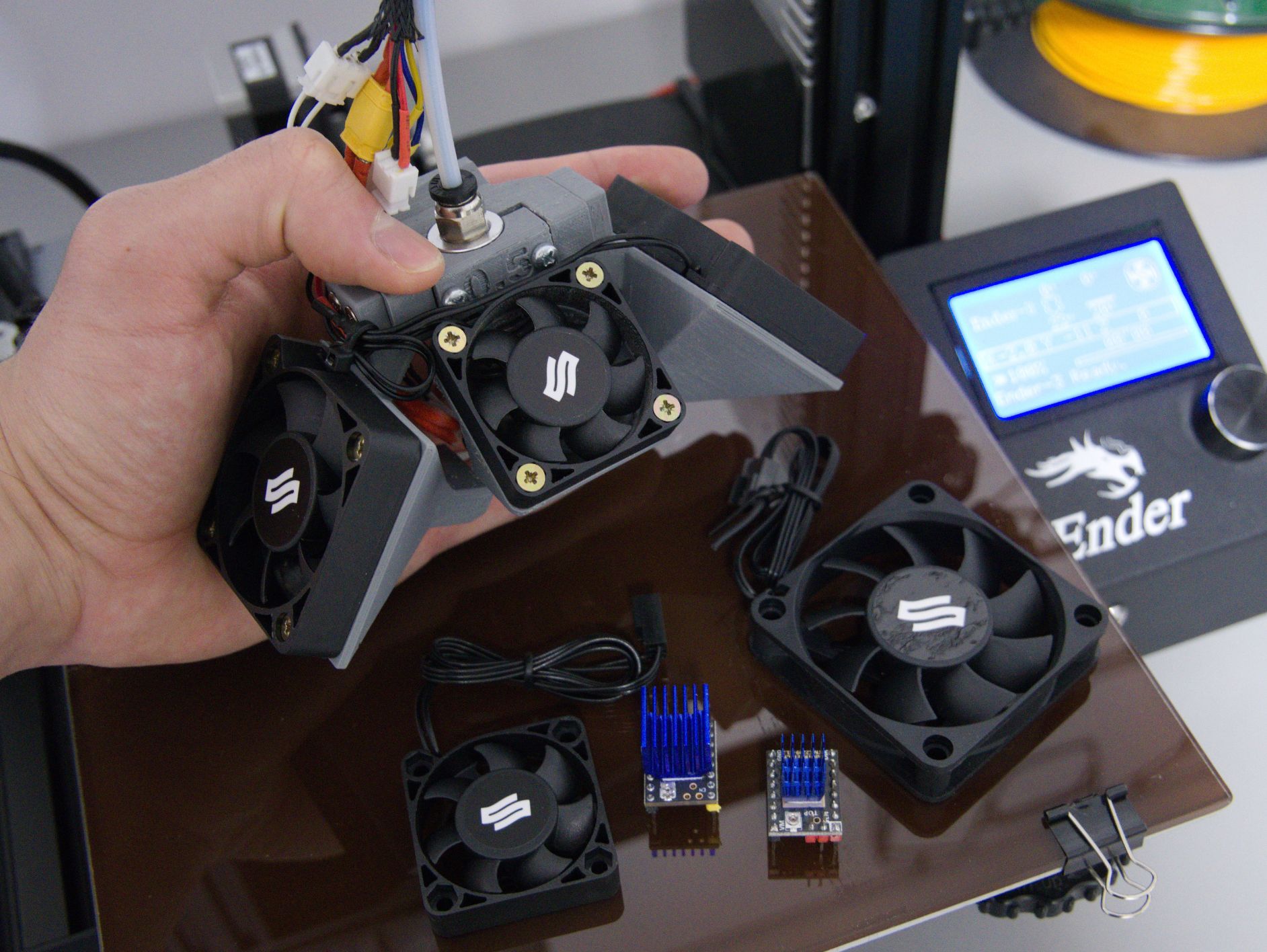 Silent E3D V6 Quick tool change Hotend (40 and 50 mm fans)