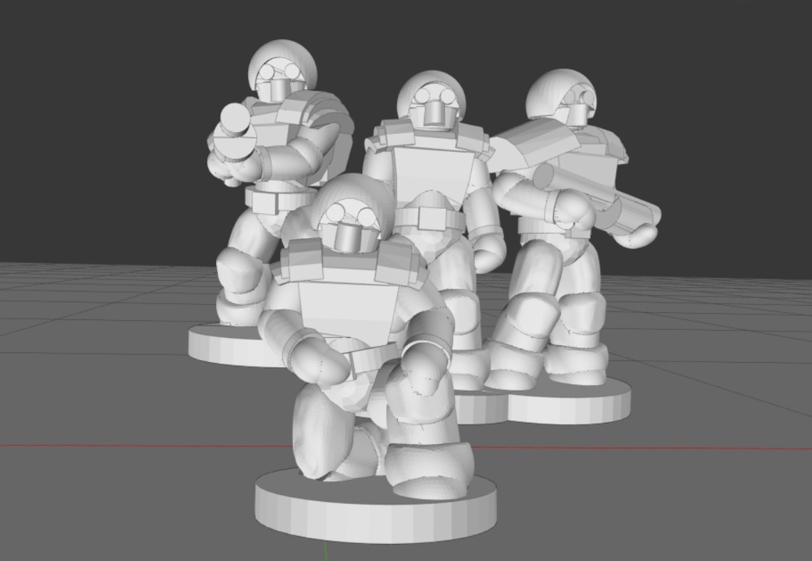 Industrial workers (18mm scale troops and civilians in bulky suits)