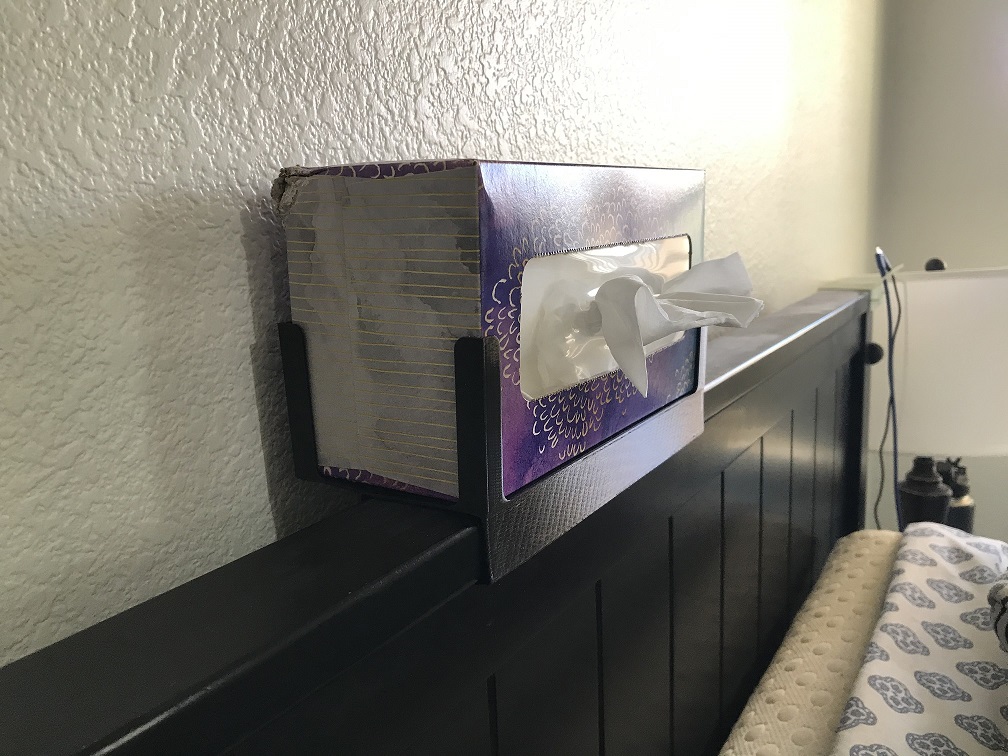 Tissue box holder - bed mounted