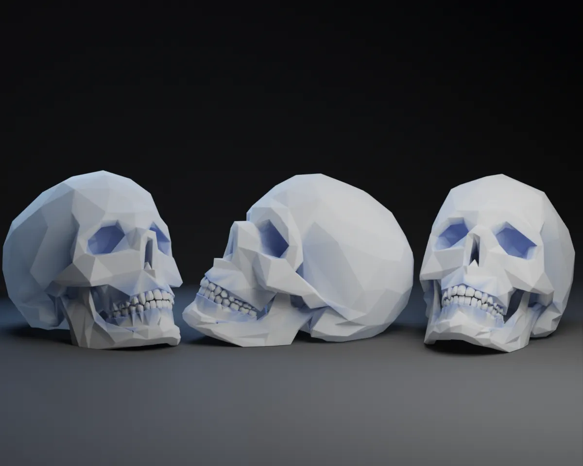 Low poly skull
