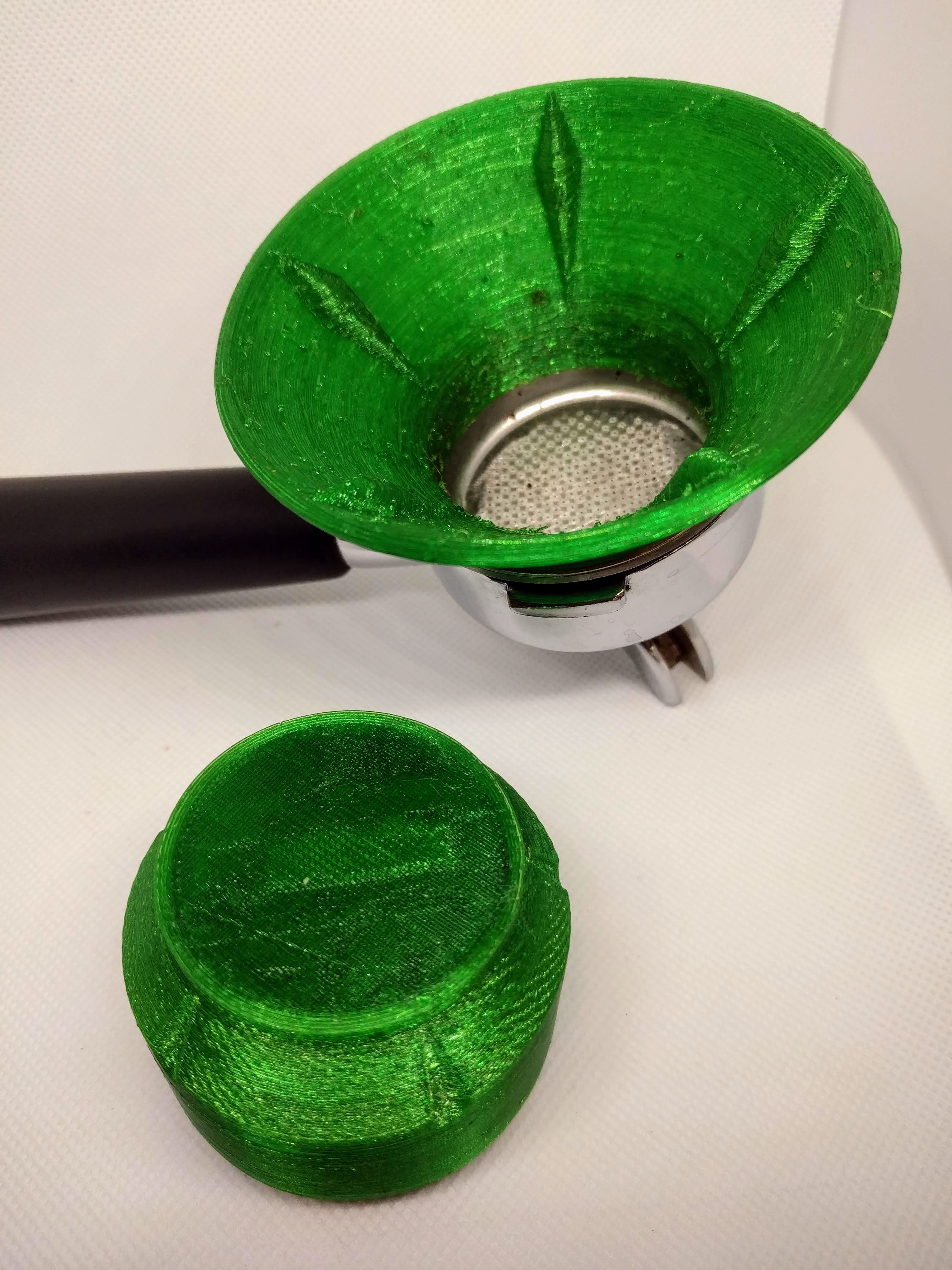 Ver. 1 - Adjustable espresso distribution tool w/nesting portafilter funnel for Pavoni & other 48mm machines