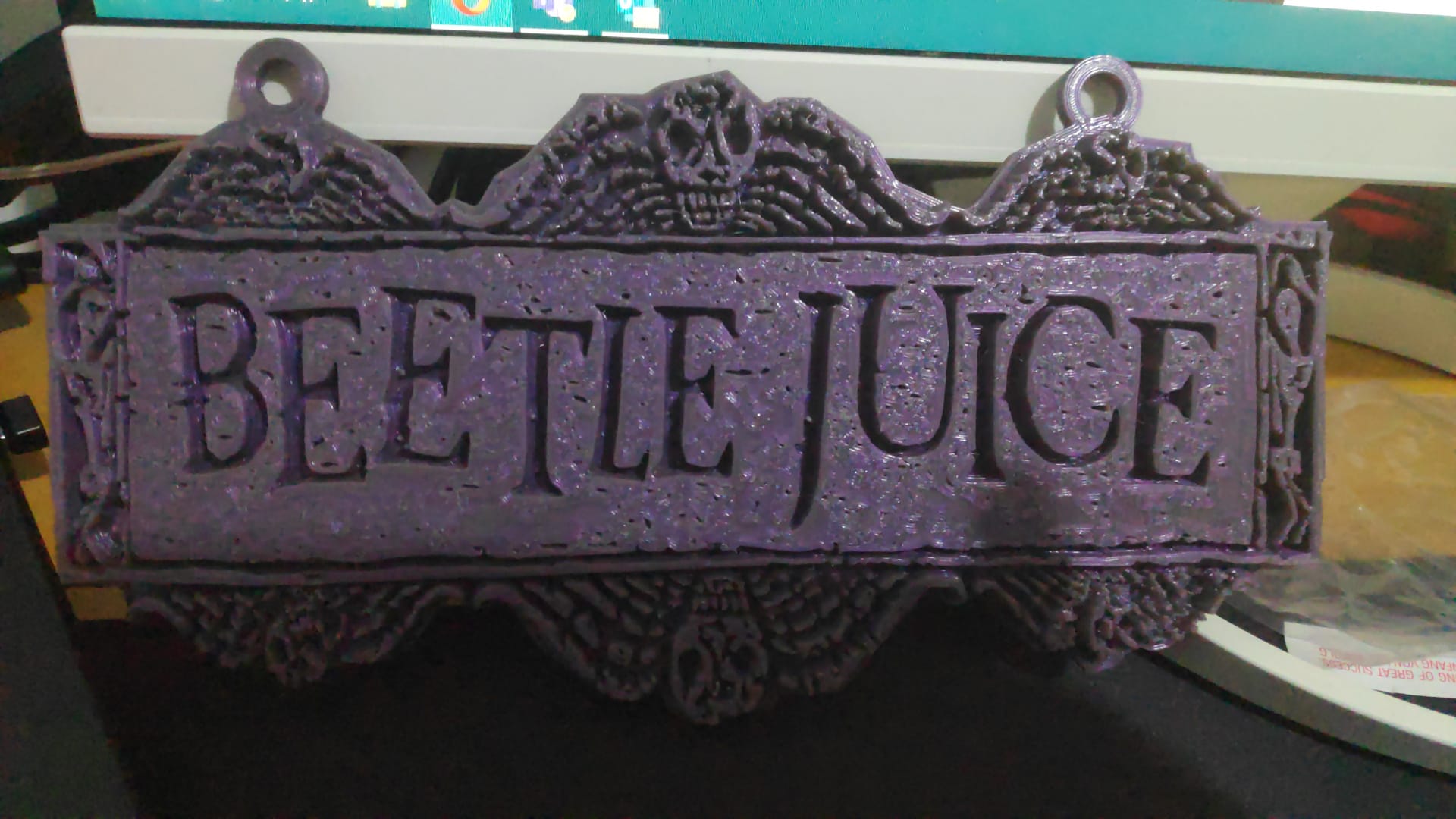 Beetlejuice plaque with supports