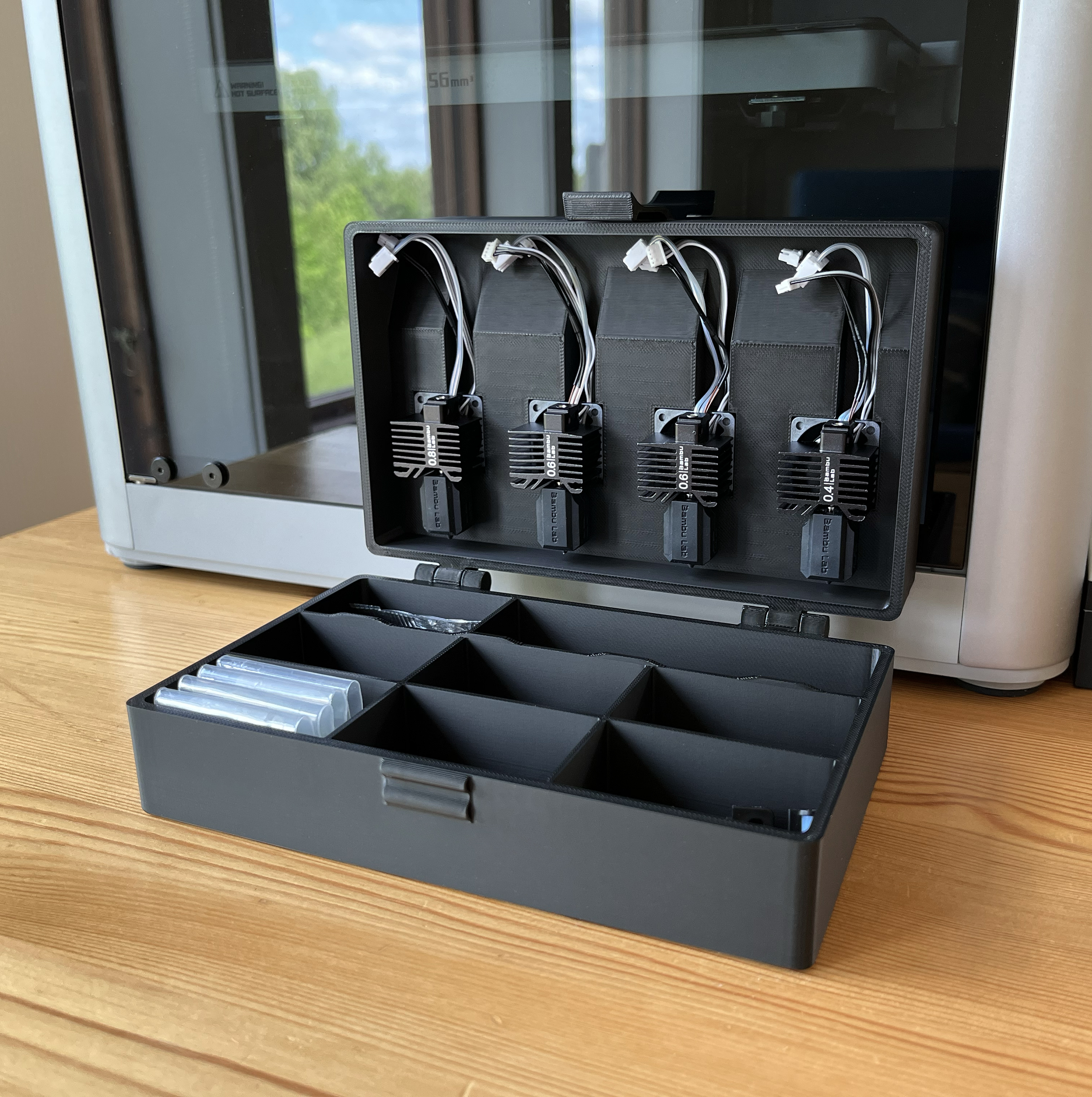Bambu Lab X1C Small Parts Storage w/Hotend Assembly Holders